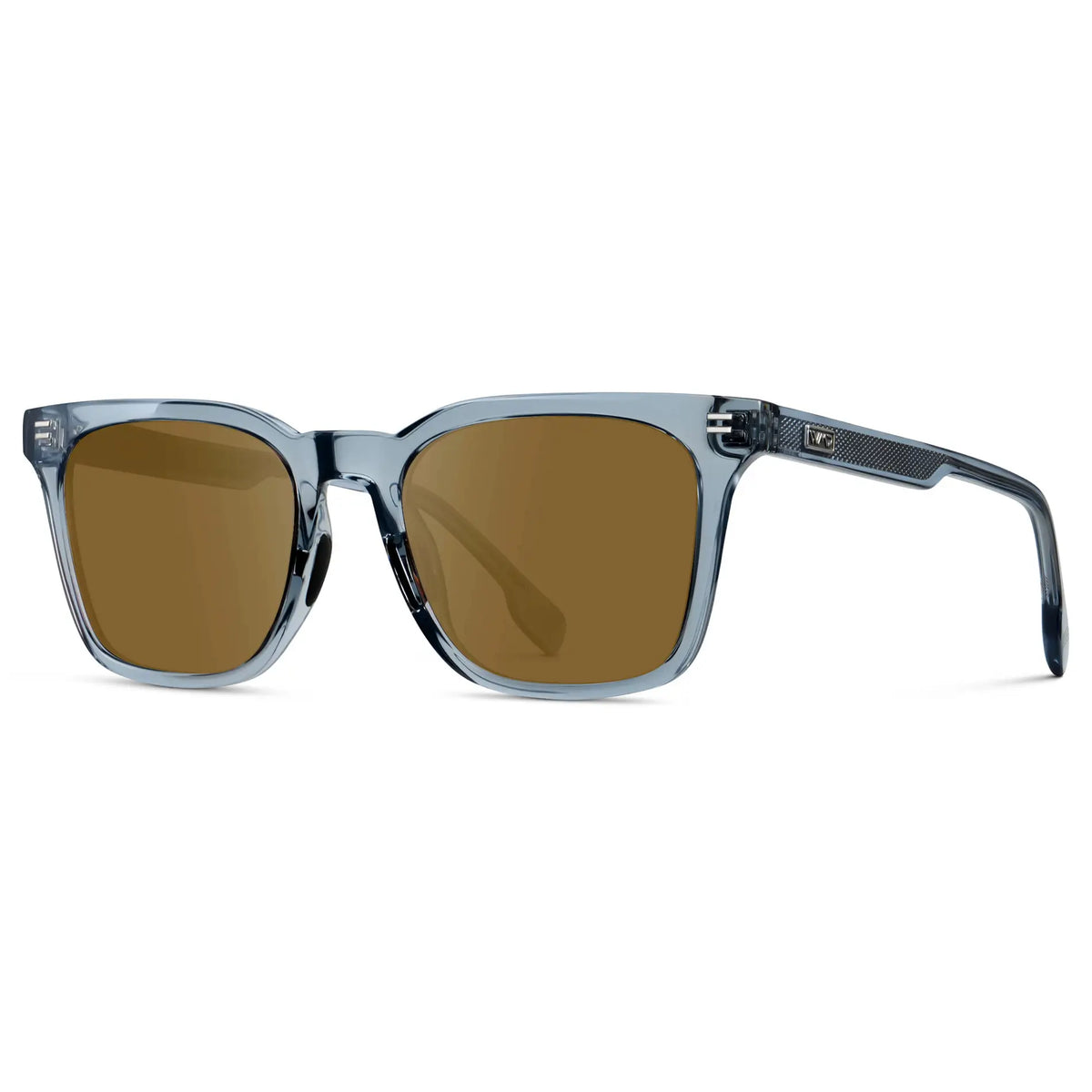 Denim Blue / Amber || Men's Classic Rectangular Golf and Sport Prescription Sunglasses with Blue Acetate Frame and Amber Prescription Lens