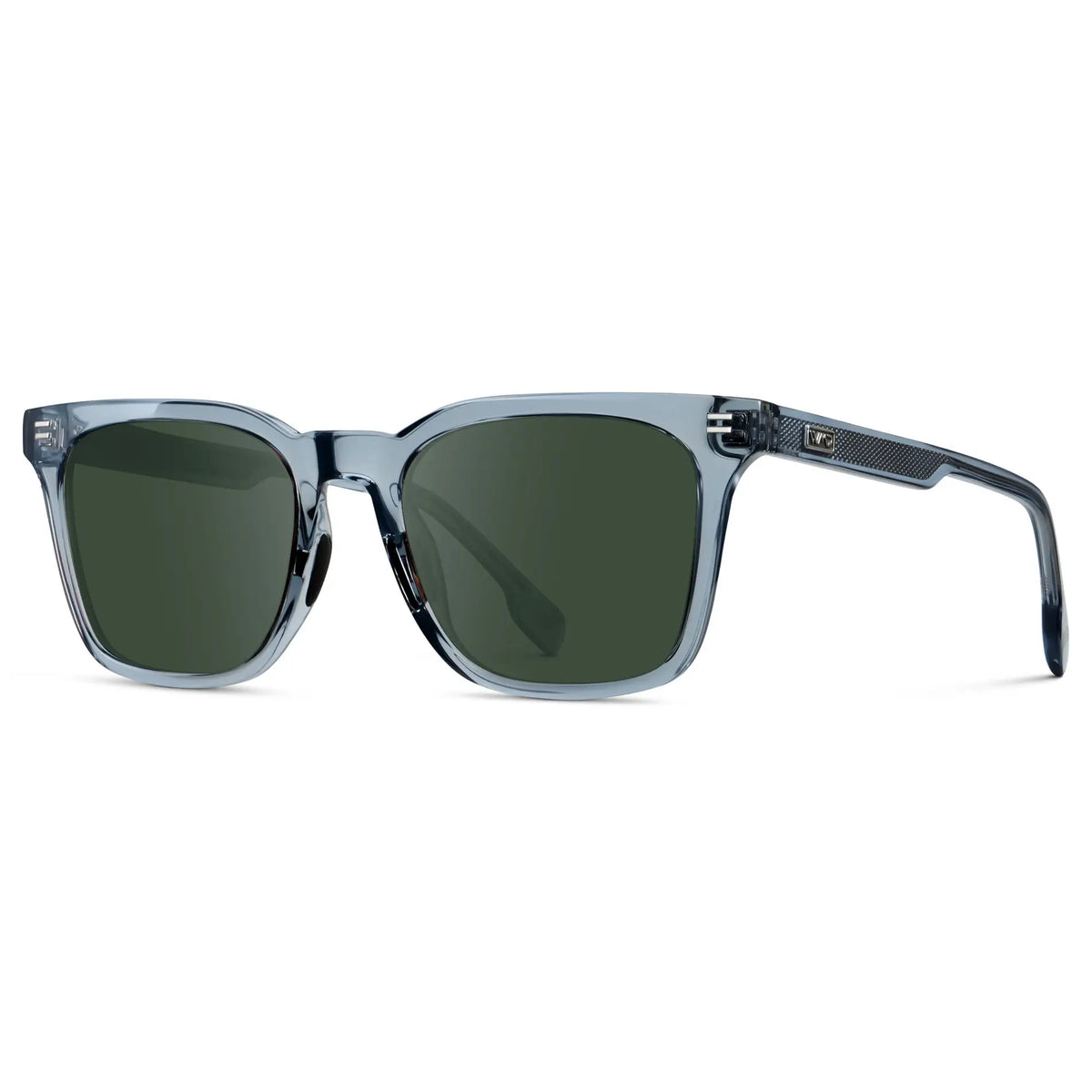 Denim Blue / G15 || Men's Classic Rectangular Golf and Sport Prescription Sunglasses with Blue Acetate Frame and Green Prescription Lens