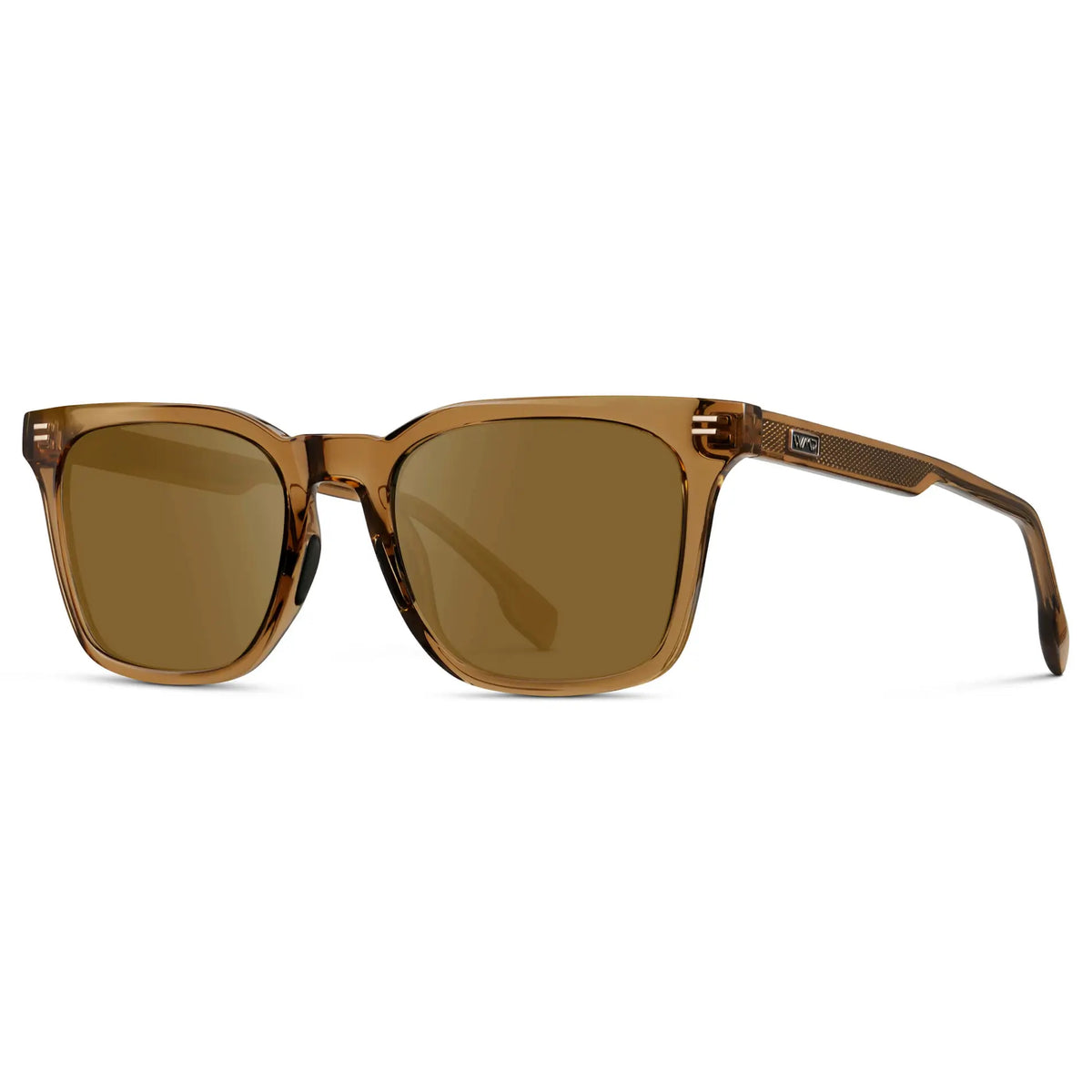 Crystal Brown / Amber || Men's Classic Rectangular Golf and Sport Prescription Sunglasses with Brown Acetate Frame and Amber Prescription Lens