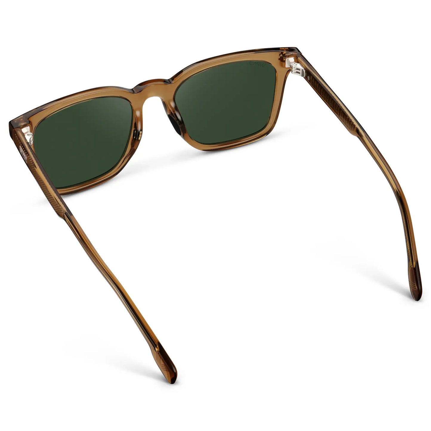 Crystal Brown / Smoke Green Lens || Men's Classic Rectangular Golf and Sport Sunglasses with Crystal Brown Acetate Frame and Smoke Green Polarized Oleophobic Lens