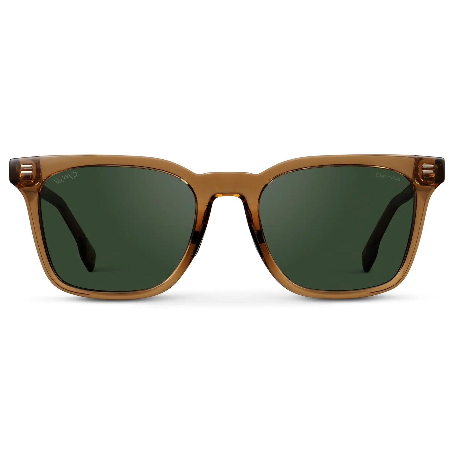 Crystal Brown / Smoke Green Lens || Men's Classic Rectangular Golf and Sport Sunglasses with Crystal Brown Acetate Frame and Smoke Green Polarized Oleophobic Lens