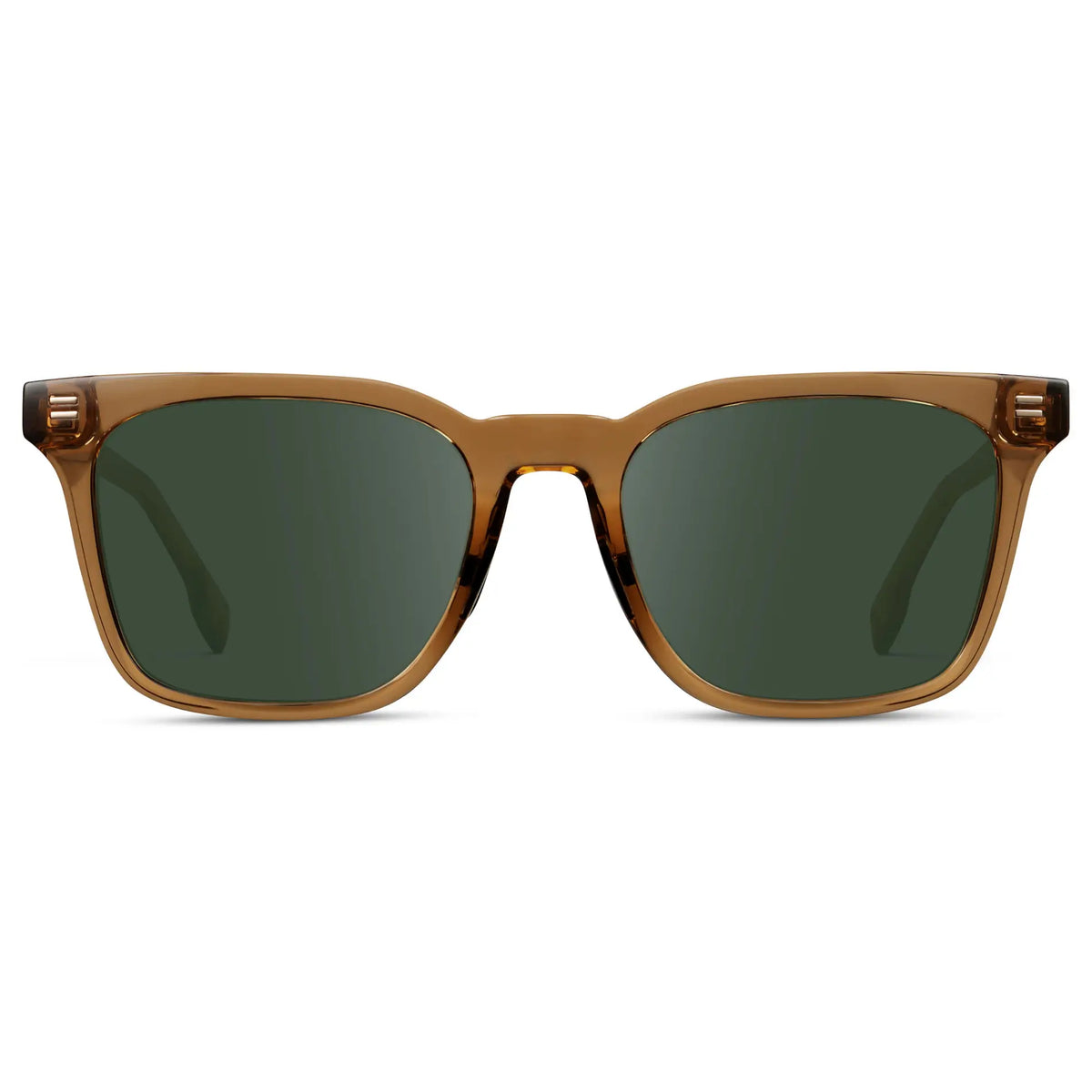 Crystal Brown / G15 || Men's Classic Rectangular Golf and Sport Prescription Sunglasses with Brown Acetate Frame and Green Prescription Lens