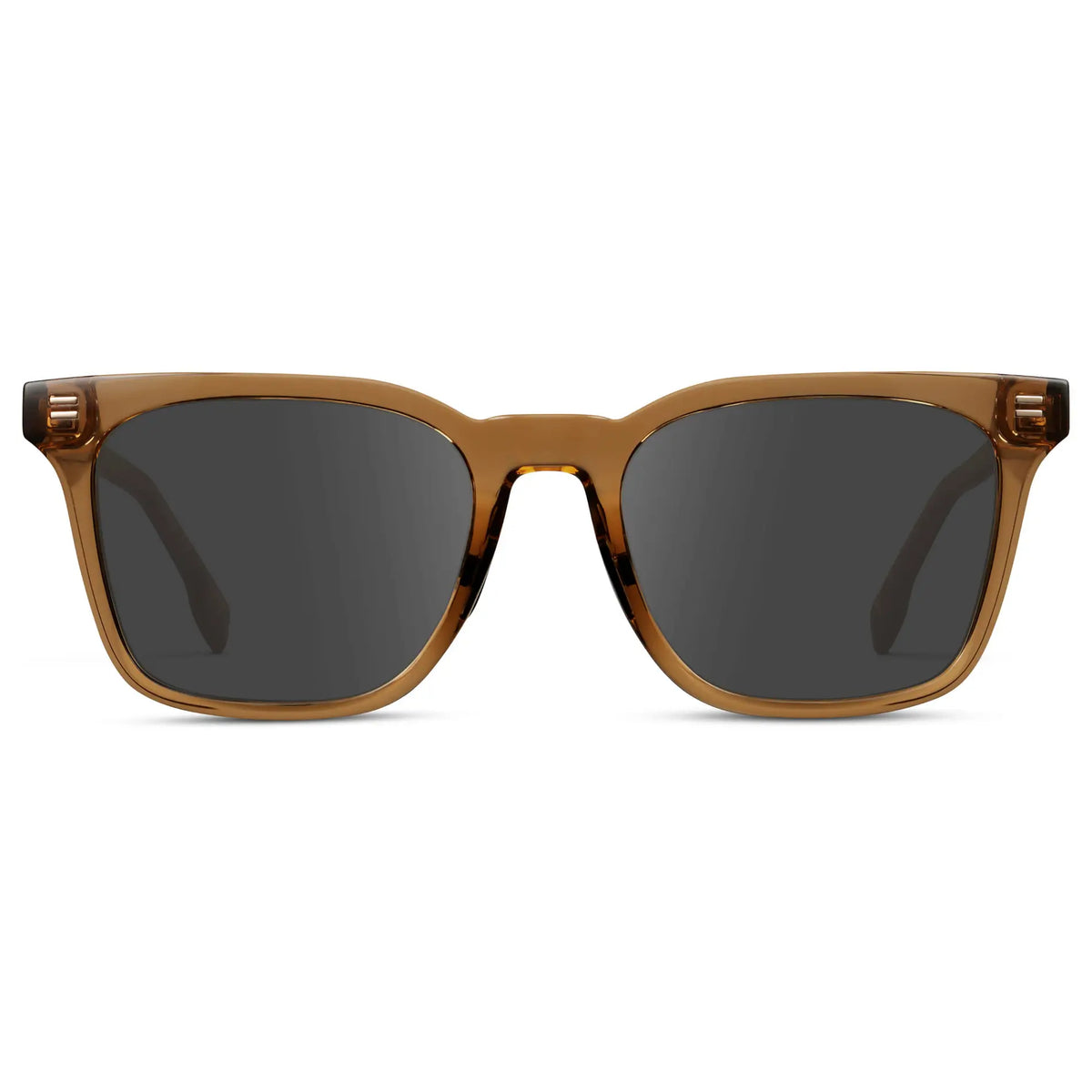 Crystal Brown / Grey || Men's Classic Rectangular Golf and Sport Prescription Sunglasses with Brown Acetate Frame and Grey Prescription Lens