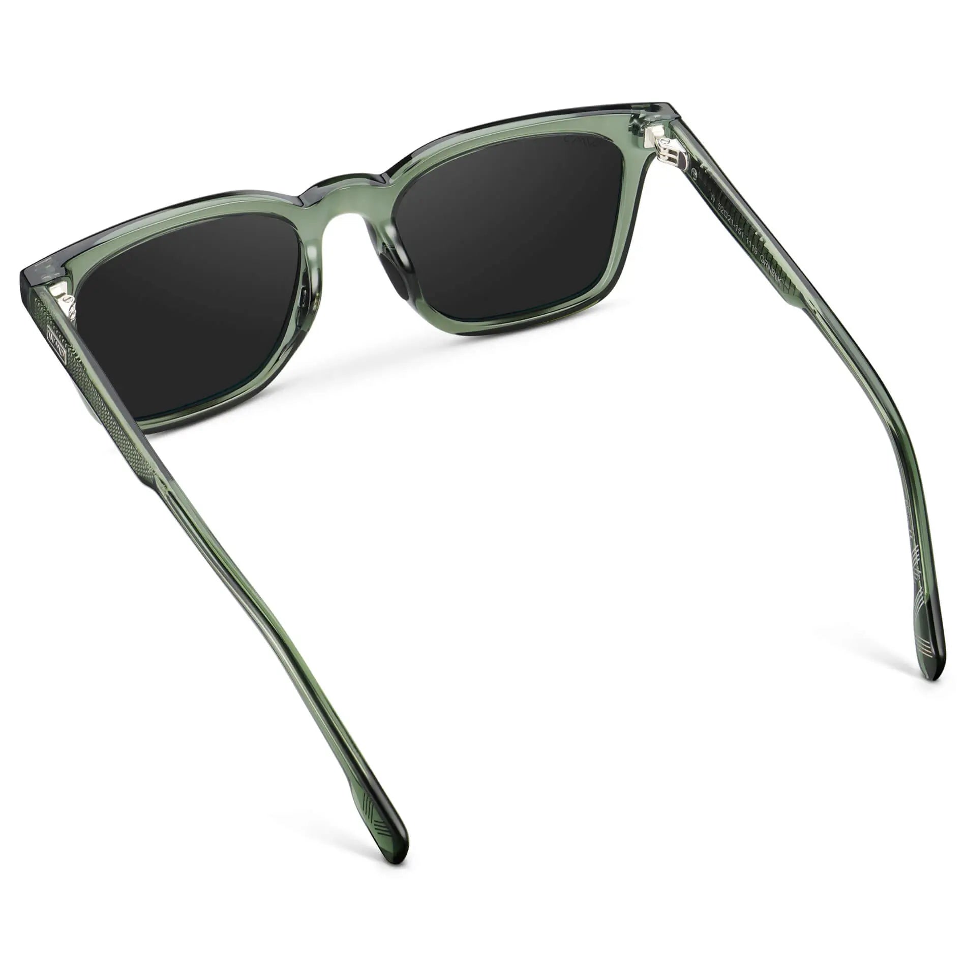 Crystal Agave Green / Black Lens || Men's Classic Rectangular Golf and Sport Sunglasses with Crystal Agave Green Acetate Frame and Black Polarized Oleophobic Lens