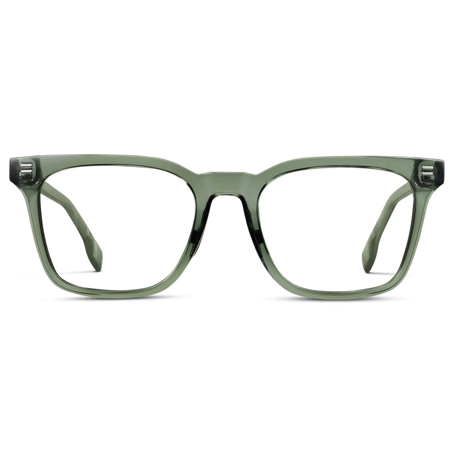 Crystal Agave Green || Men's Classic Rectangular Golf and Sport Eyeglasses with Green Acetate Frame and Clear Prescription Lens on a white background