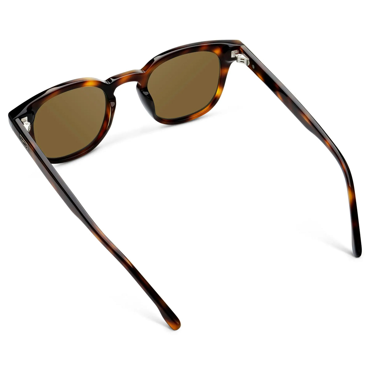 Brown Tortoise / Amber || Back view of Men's Square Prescription Sunglasses with Brown Tortoise Acetate Frame and Brown Prescription Lenses on a white background