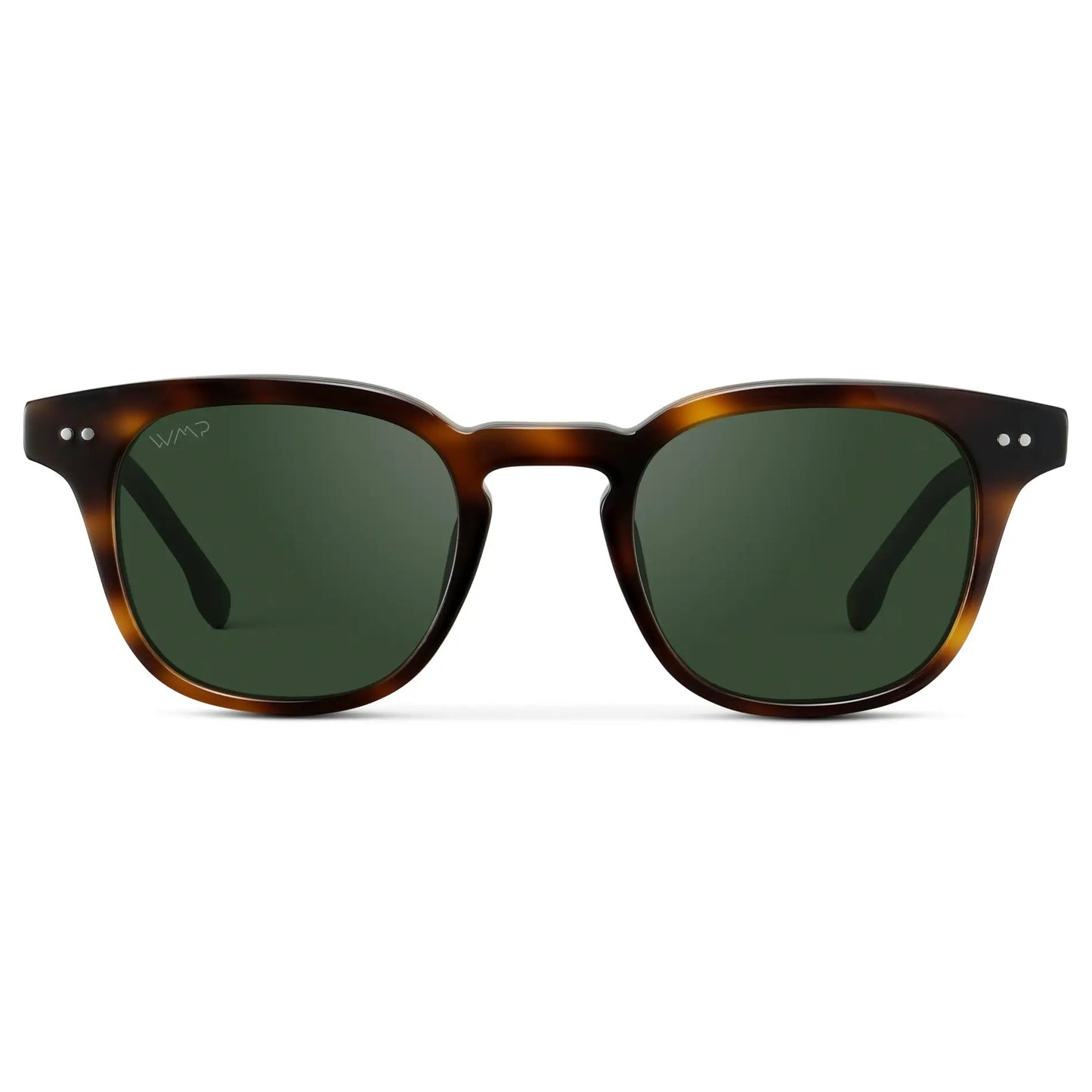 Brown Tortoise / Smoke Green Lens || Men's Polarized Sunglasses with a Lightweight Acetate Brown Tortoise Frame and Smoke Green Lenses on a white background