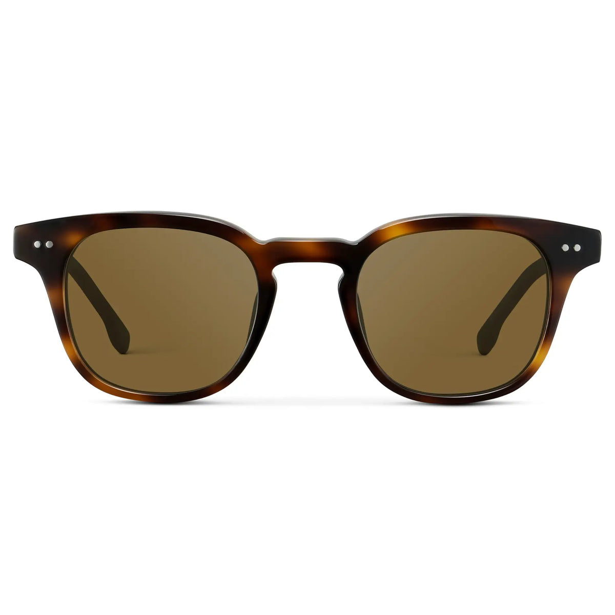 Brown Tortoise / Amber || Front view of Men's Square Prescription Sunglasses with Brown Tortoise Acetate Frame and Brown Prescription Lenses on a white background
