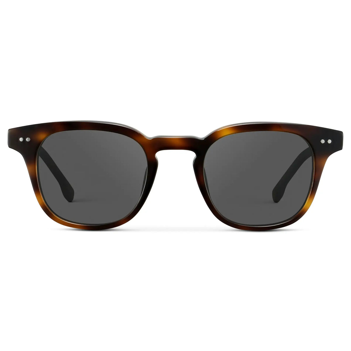 Brown Tortoise / Grey || Men's Square Prescription Sunglasses with Brown Tortoise Acetate Frame and Grey Prescription Lenses on a white background