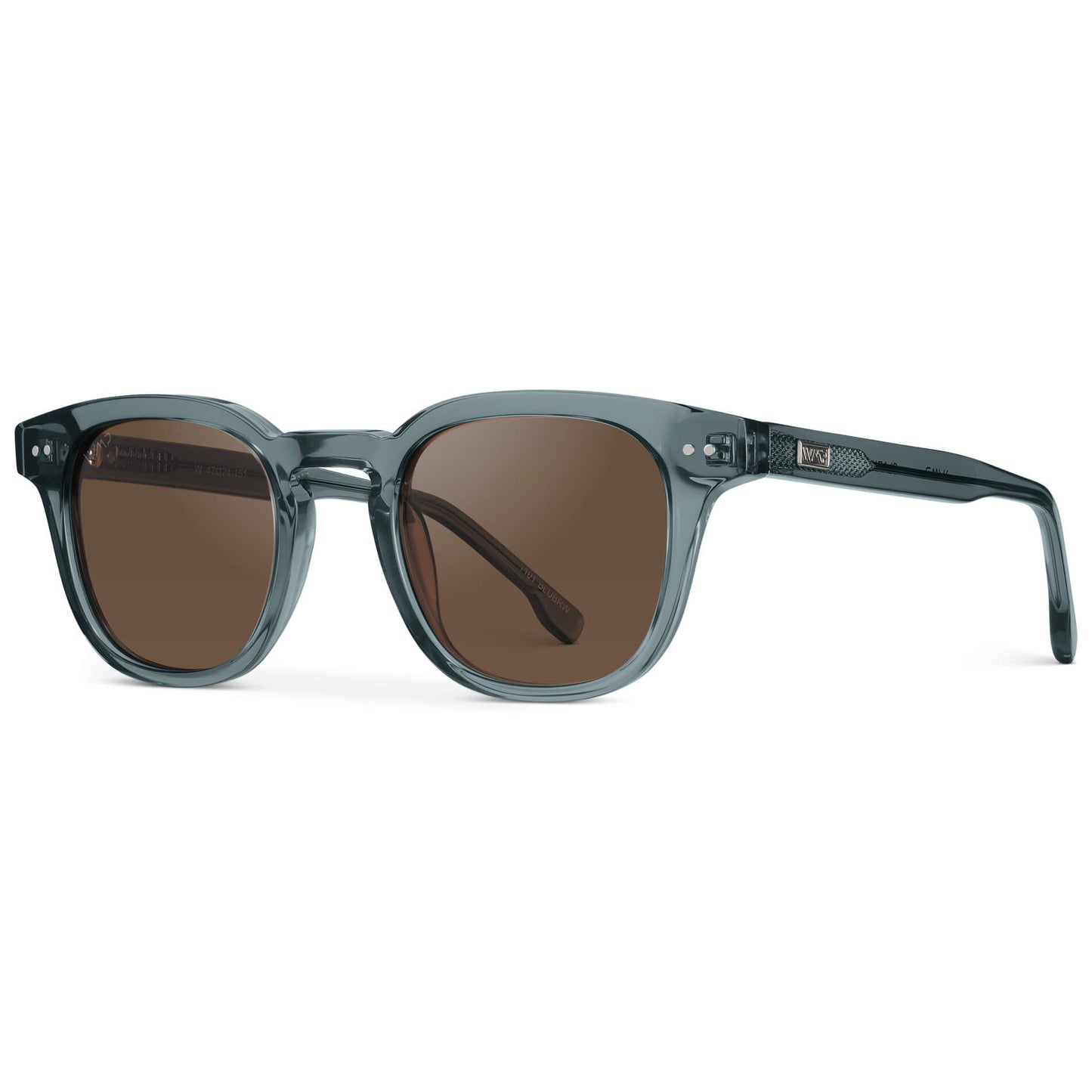 Crystal Stone Blue / Brown Lens || Men's Polarized Lightweight Acetate Blue Frame Sunglasses with Brown Lenses