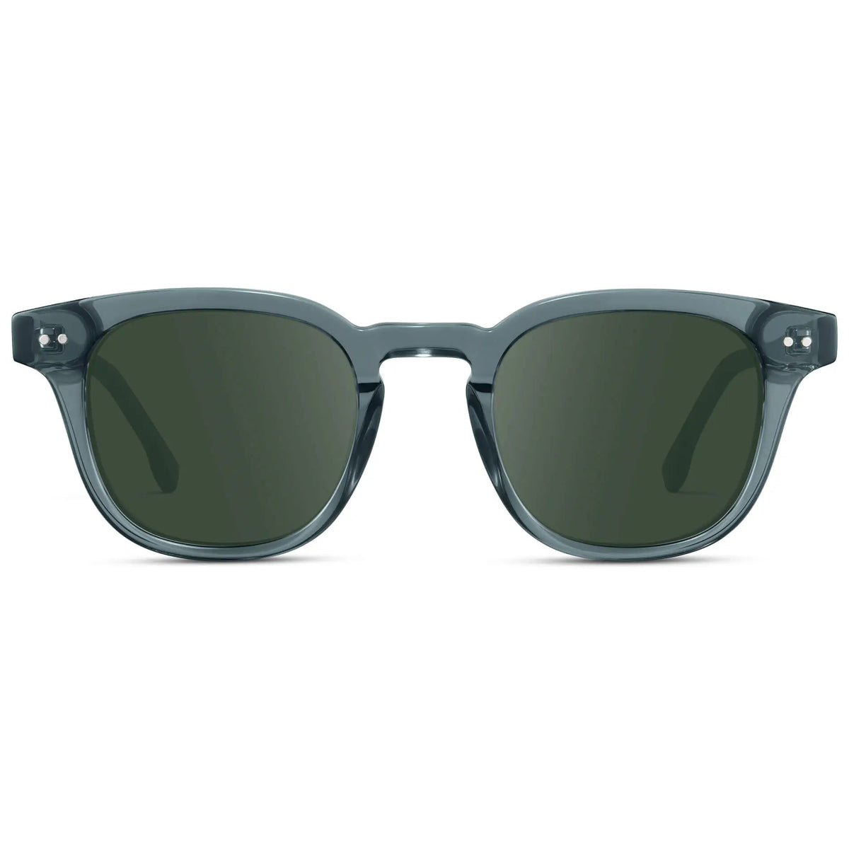 Crystal Stone Blue / G15 || Front view of Men's Square Prescription Sunglasses with Blue Acetate Frame and Green Prescription Lenses