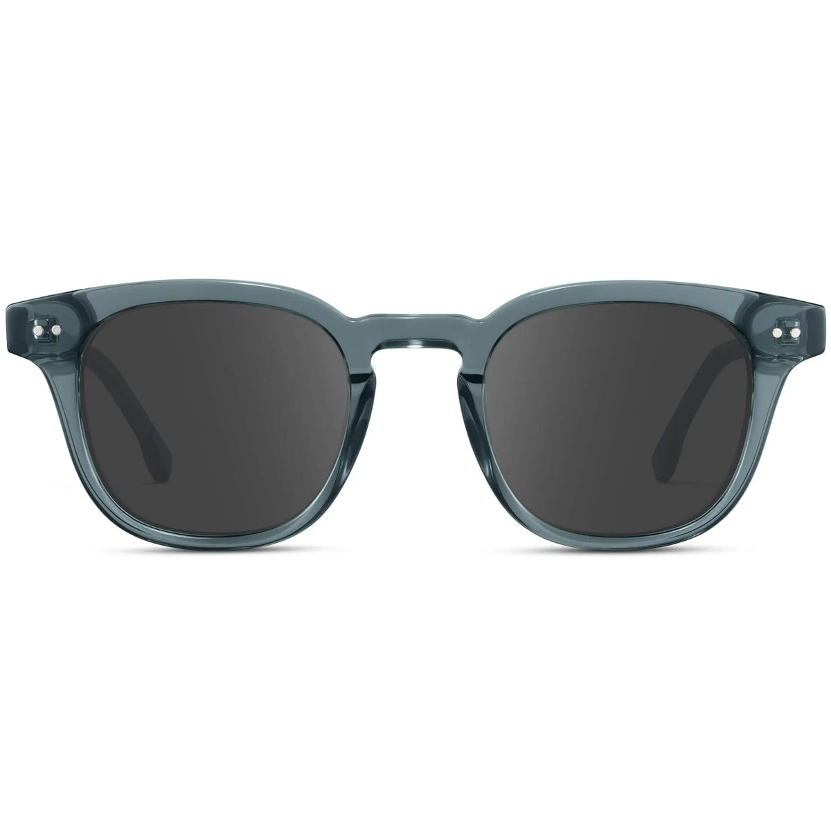 Crystal Stone Blue / Grey || Front view of Men's Square Prescription Sunglasses with Blue Acetate Frame and Grey Prescription Lenses