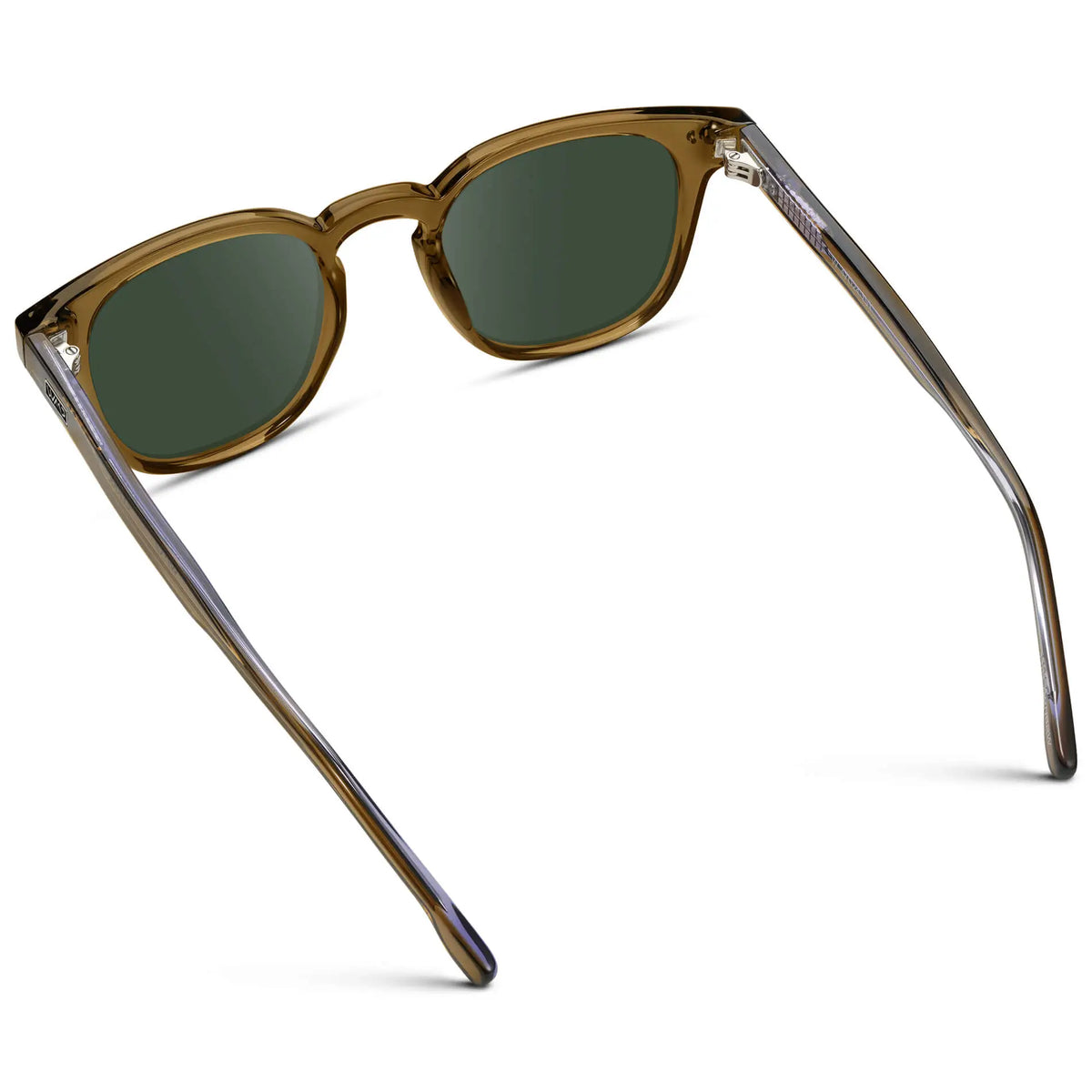 Crystal Verde / G15 || Back view of Men's Square Prescription Sunglasses with Crystal Verde Acetate Frame and Green Prescription Lenses
