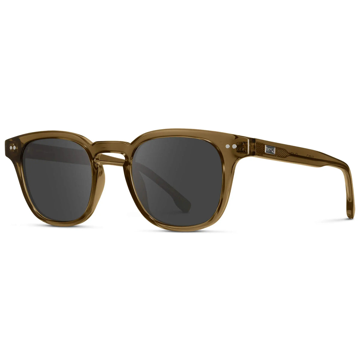 Crystal Verde / Grey || Side view of Men's Square Prescription Sunglasses with Crystal Verde Acetate Frame and Grey Prescription Lenses