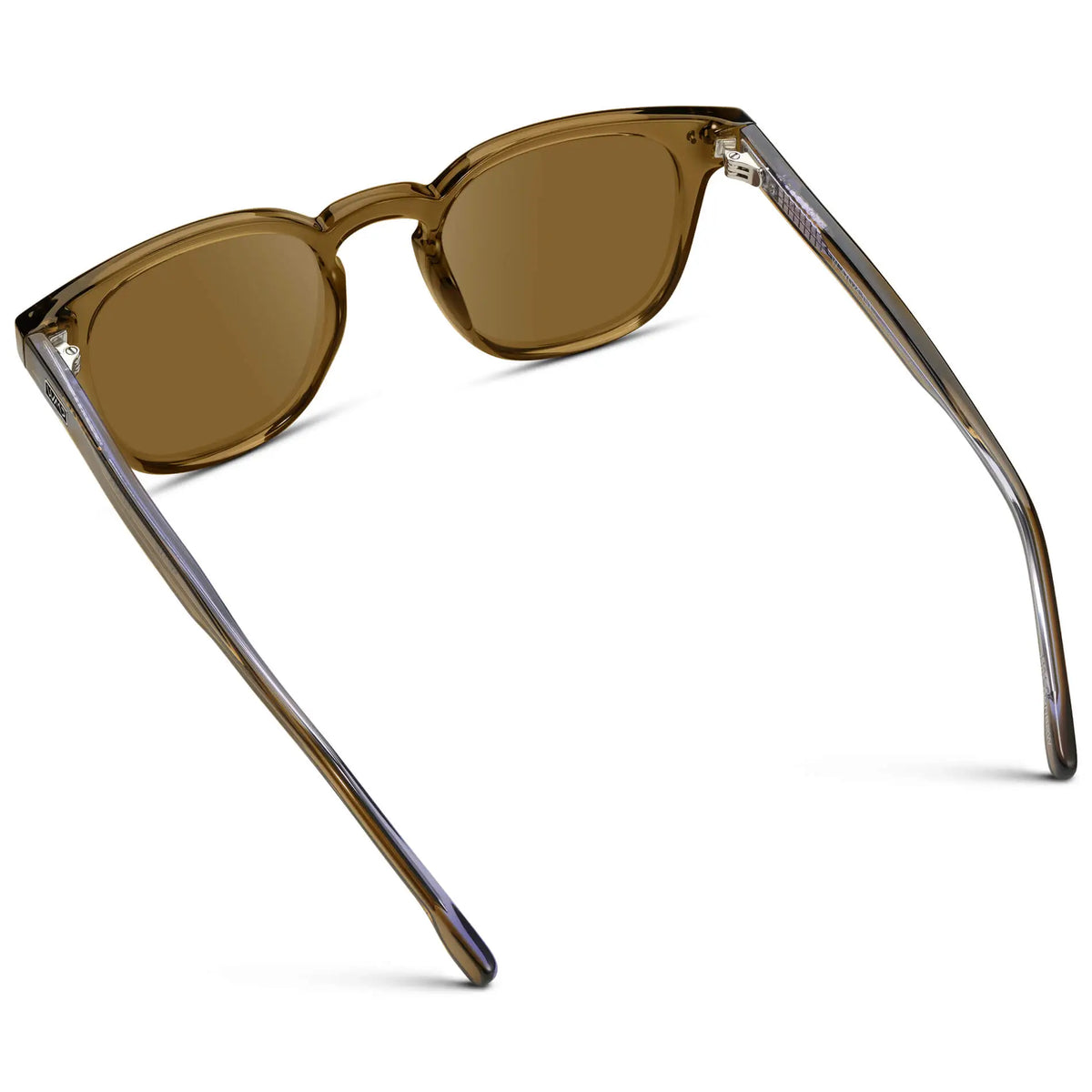 Crystal Verde / Amber || Back view of Men's Square Prescription Sunglasses with Crystal Verde Acetate Frame and Brown Prescription Lenses