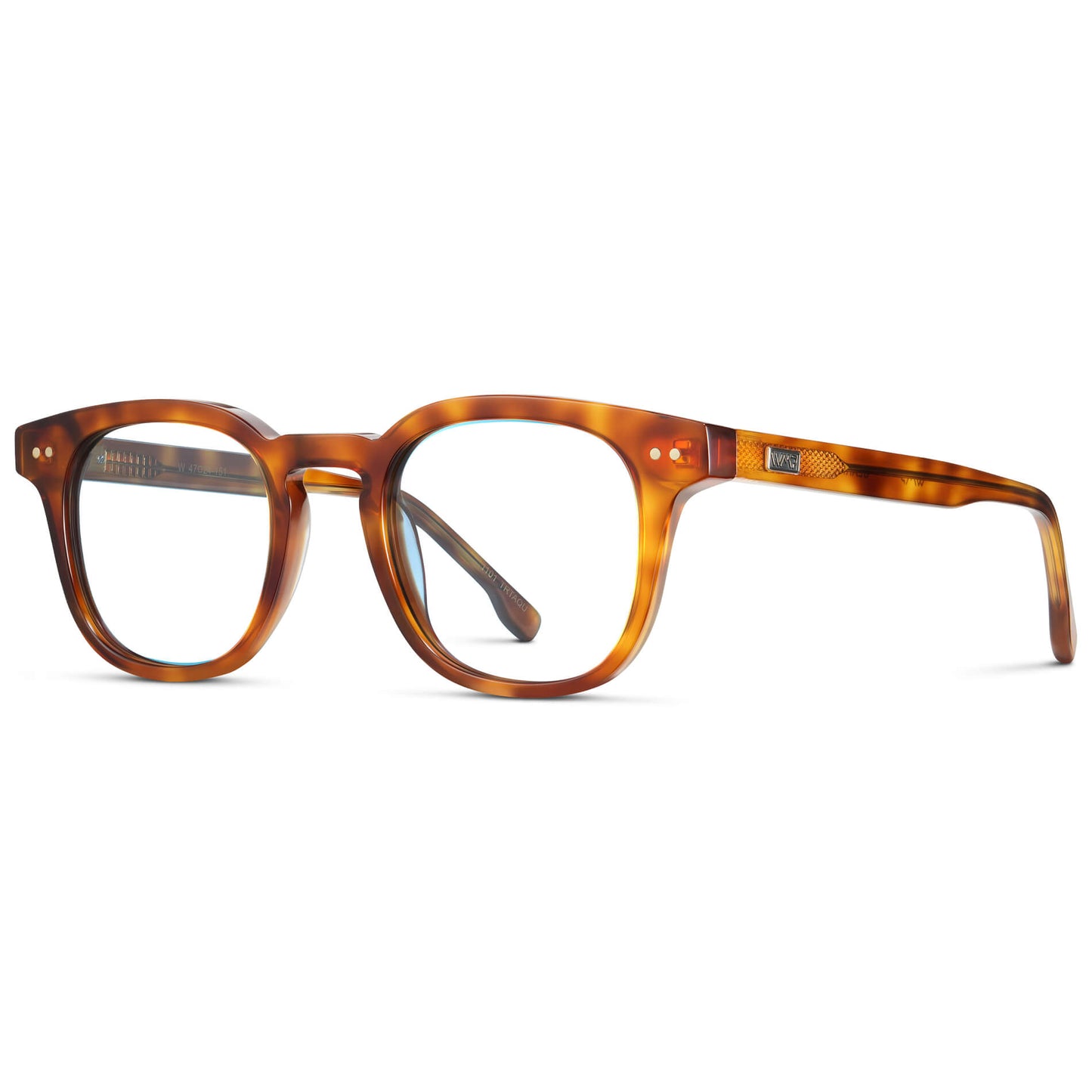 Saddlewood Tortoise || Men's Square Prescription Eyeglasses with Orange Tortoise Acetate Frame and Clear Prescription Lenses