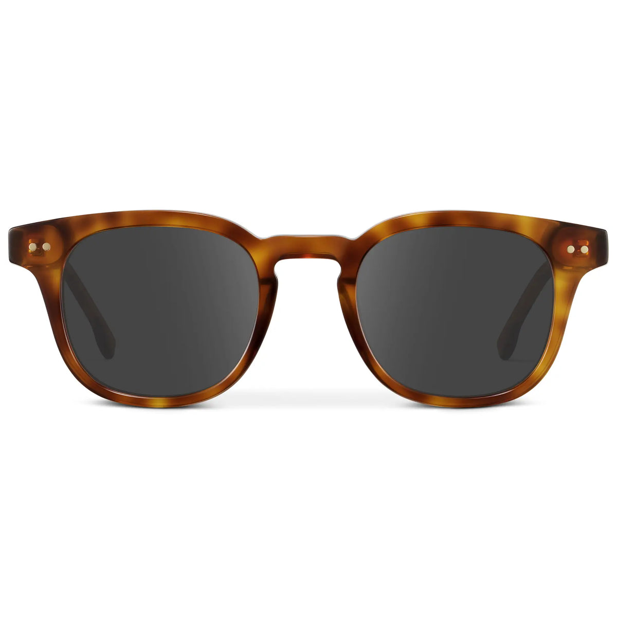 Saddlewood Tortoise / Grey || Front view of Men's Square Prescription Sunglasses with Orange Tortoise Acetate Frame and Grey Prescription Lenses
