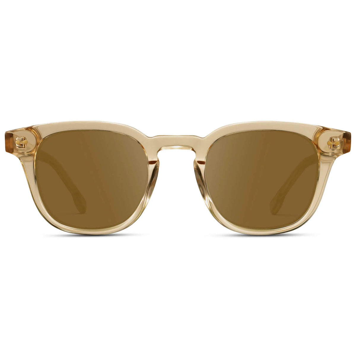 Crystal Champagne / Amber || Front view of Men's Square Prescription Sunglasses with Crystal Yellow Acetate Frame and Brown Prescription Lenses