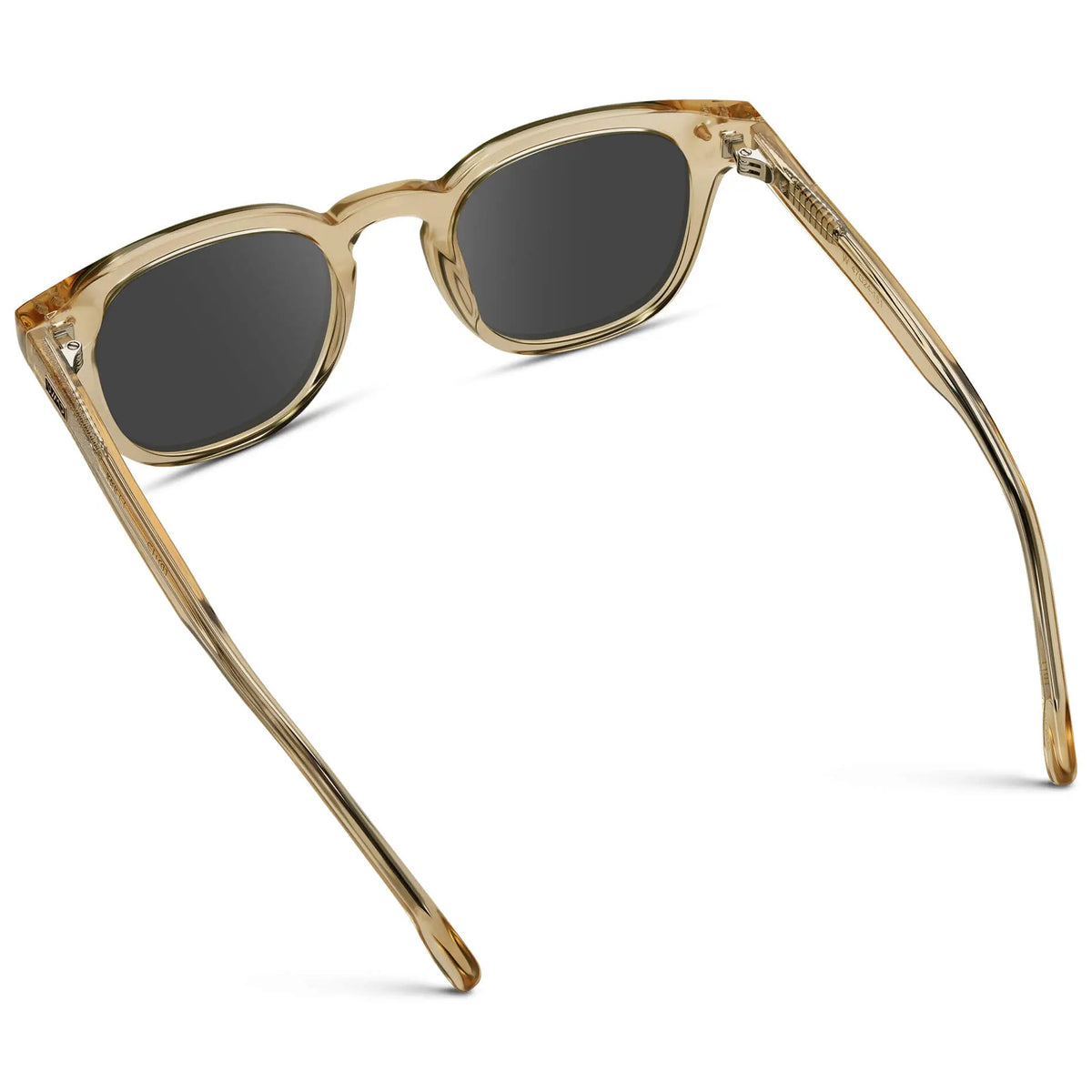 Crystal Champagne / Grey || Back view of Men's Square Prescription Sunglasses with Crystal Yellow Acetate Frame and Grey Prescription Lenses