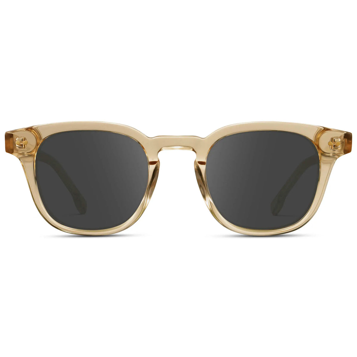 Crystal Champagne / Grey || Front view of Men's Square Prescription Sunglasses with Crystal Yellow Acetate Frame and Grey Prescription Lenses