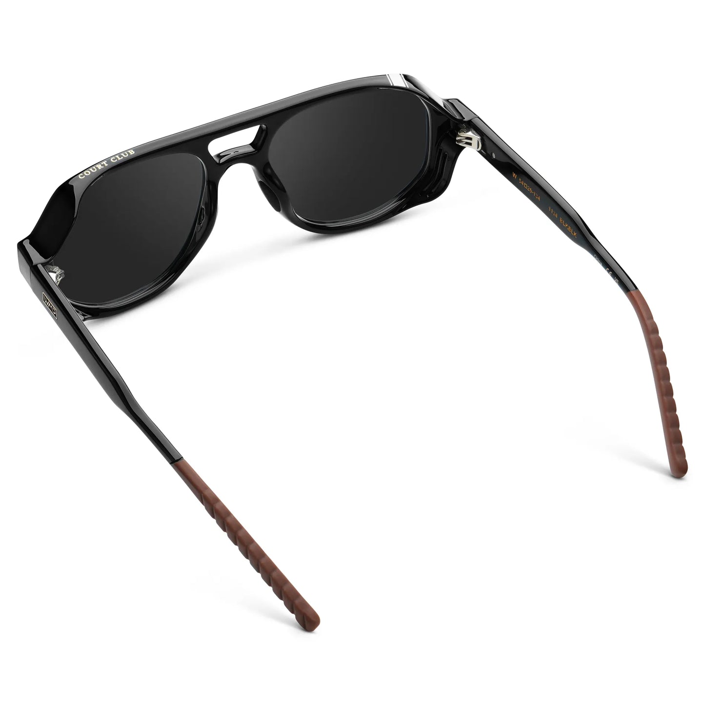 Black / Black Lens || Back view of Men's Geometric Aviator Sunglasses with Black Frame and Black Lens on a white background