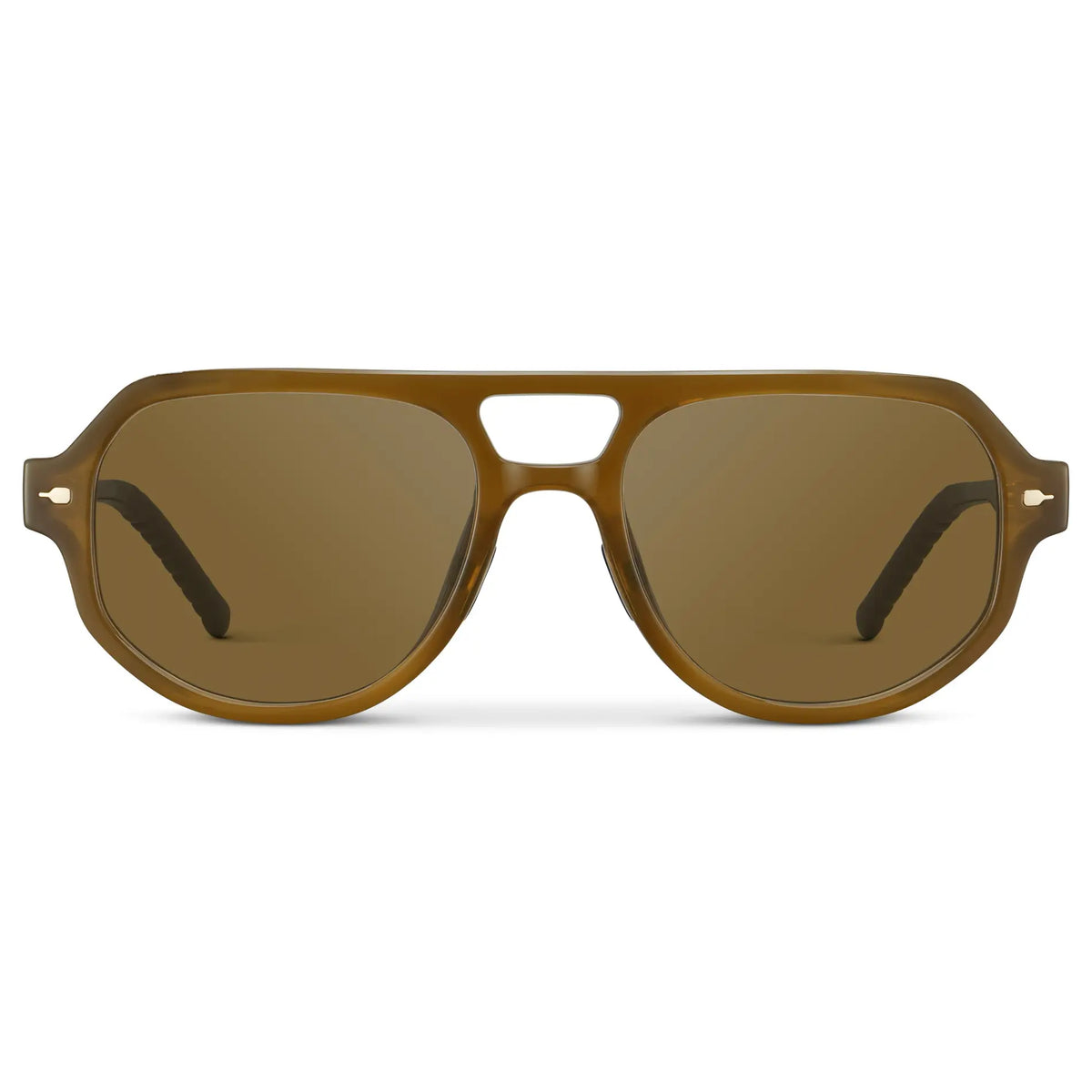 Dune Brown / Amber || Men's Geometric Aviator Prescription Sunglasses with Dune Brown Frame and Brown Lens on a white background