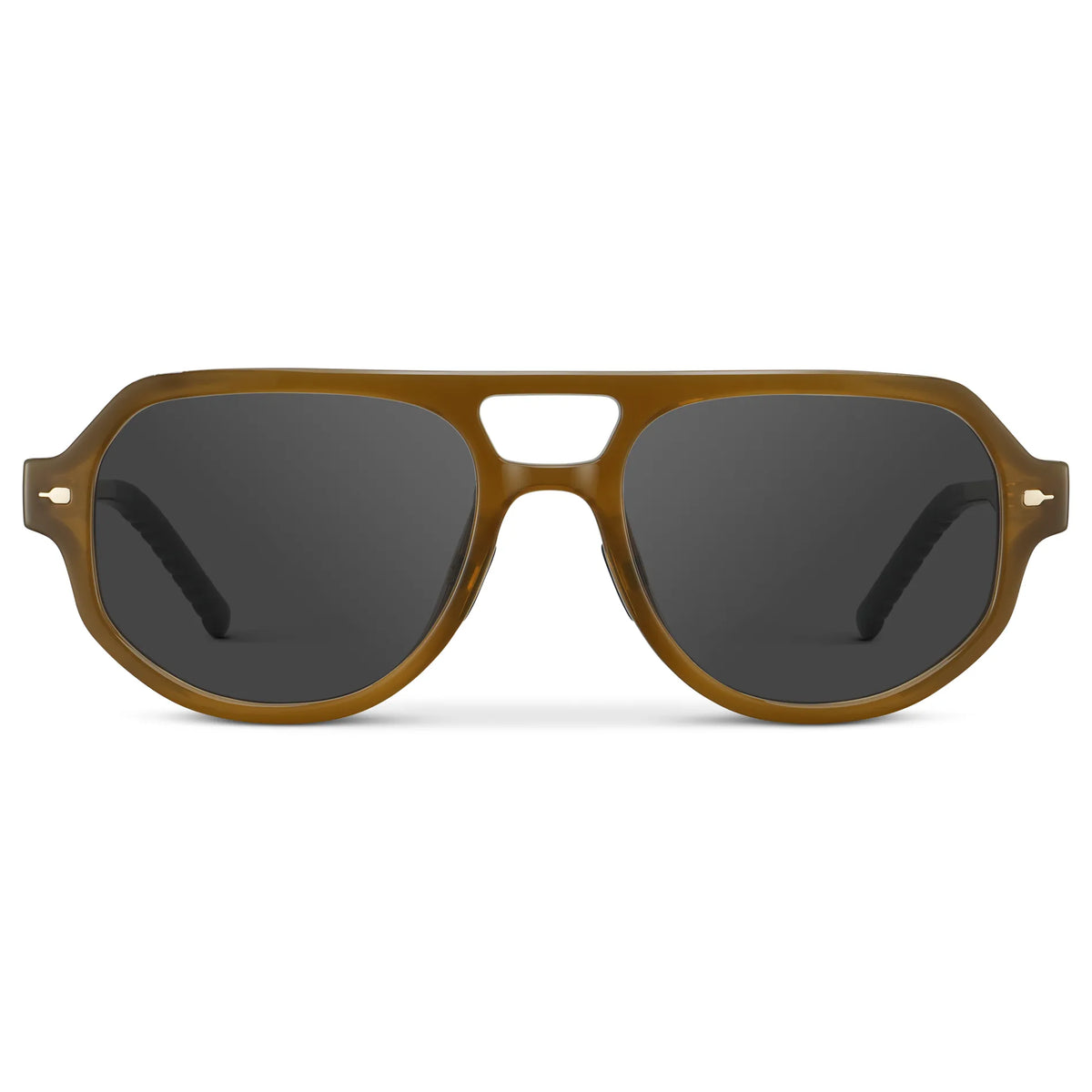 Dune Brown / Grey || Men's Geometric Aviator Prescription Sunglasses with Dune Brown Frame and Grey Lens on a white background