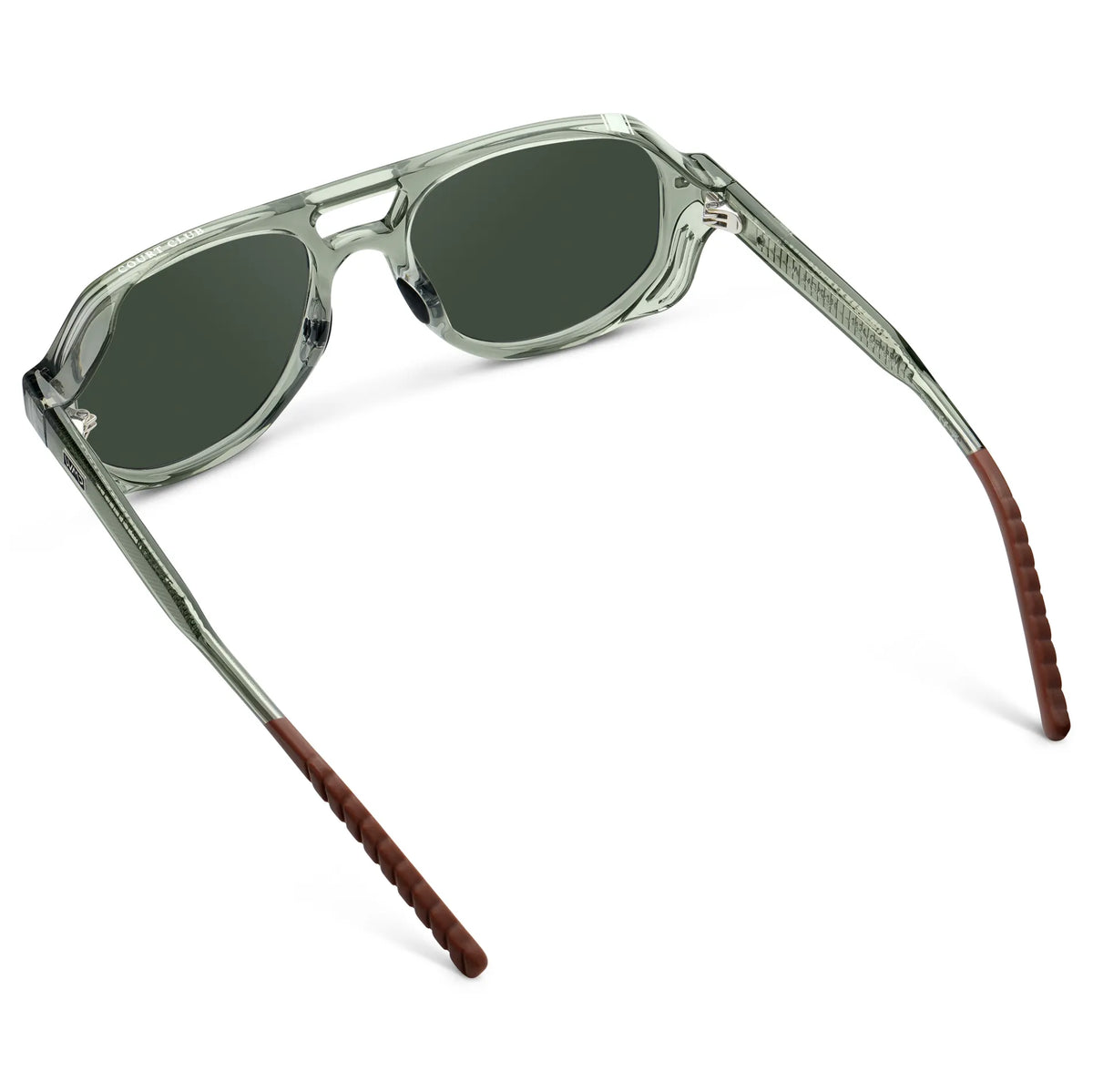 Sage Green / G15 || Back view of Men's Geometric Aviator Prescription Sunglasses with Sage Green Frame and Green Lens on a white background