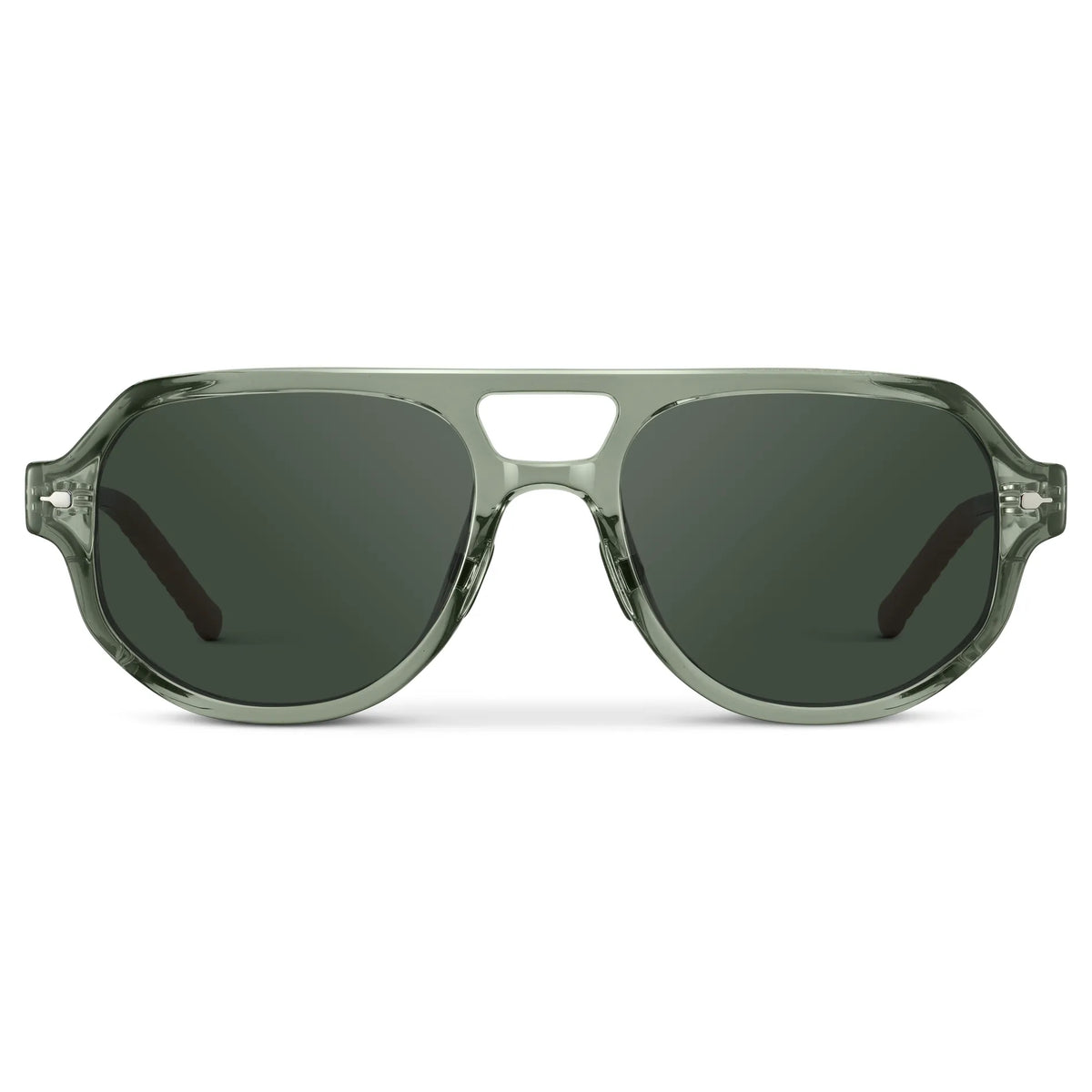 Sage Green / G15 || Men's Geometric Aviator Prescription Sunglasses with Sage Green Frame and Green Lens on a white background
