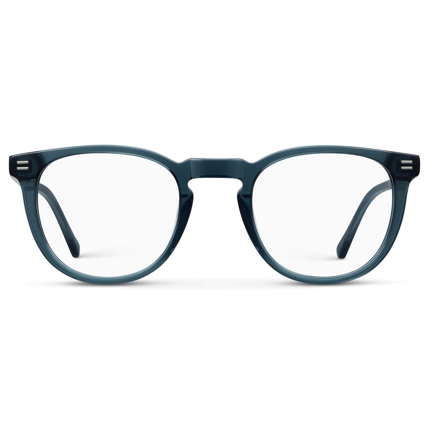 Crystal Steel Blue || Women's Round Eyeglasses with Crystal Steel Blue Acetate Frame and Clear Prescription Lens