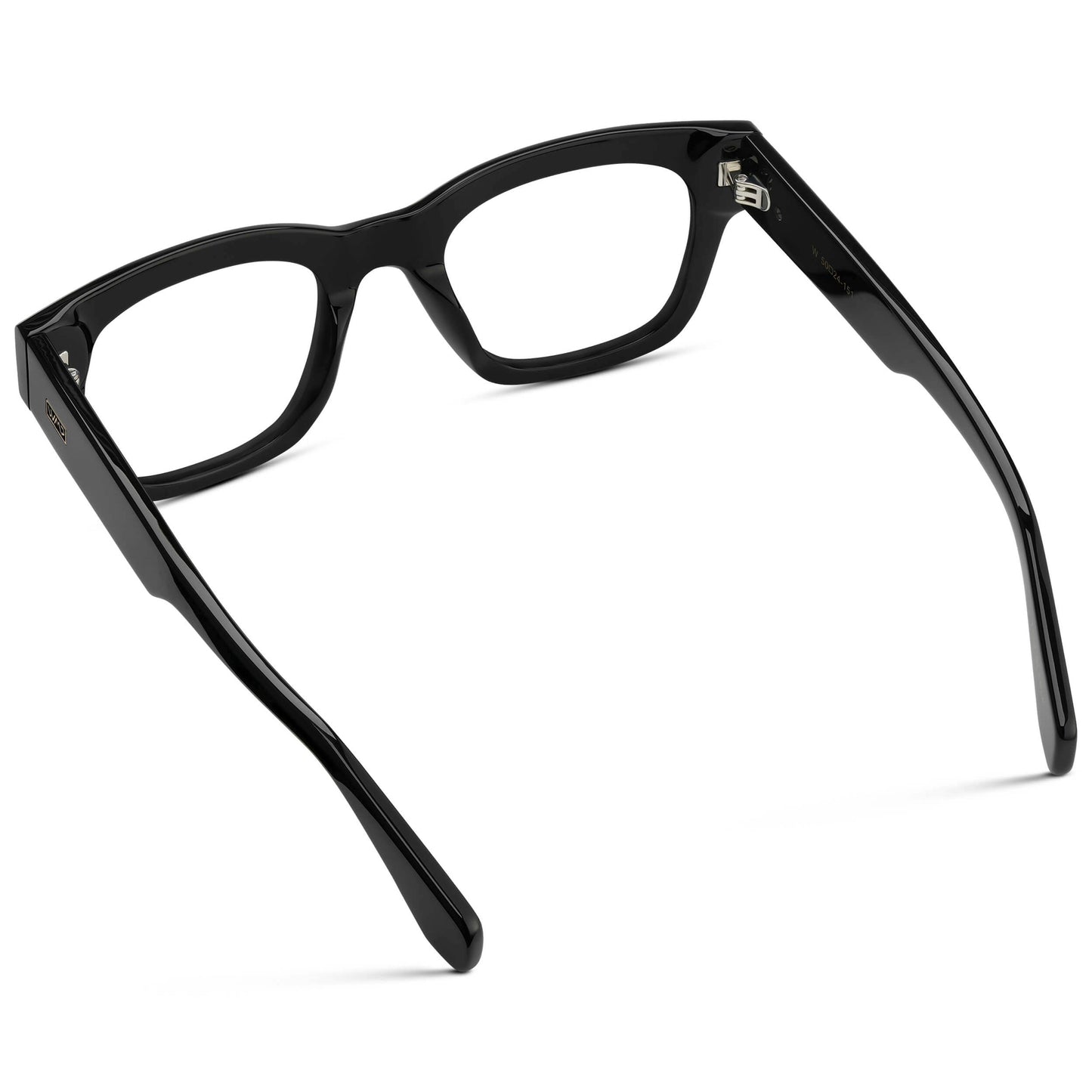 Black || Men's Oversized Rectangular Eyeglasses with Black Acetate Frame and Clear Prescription Lens