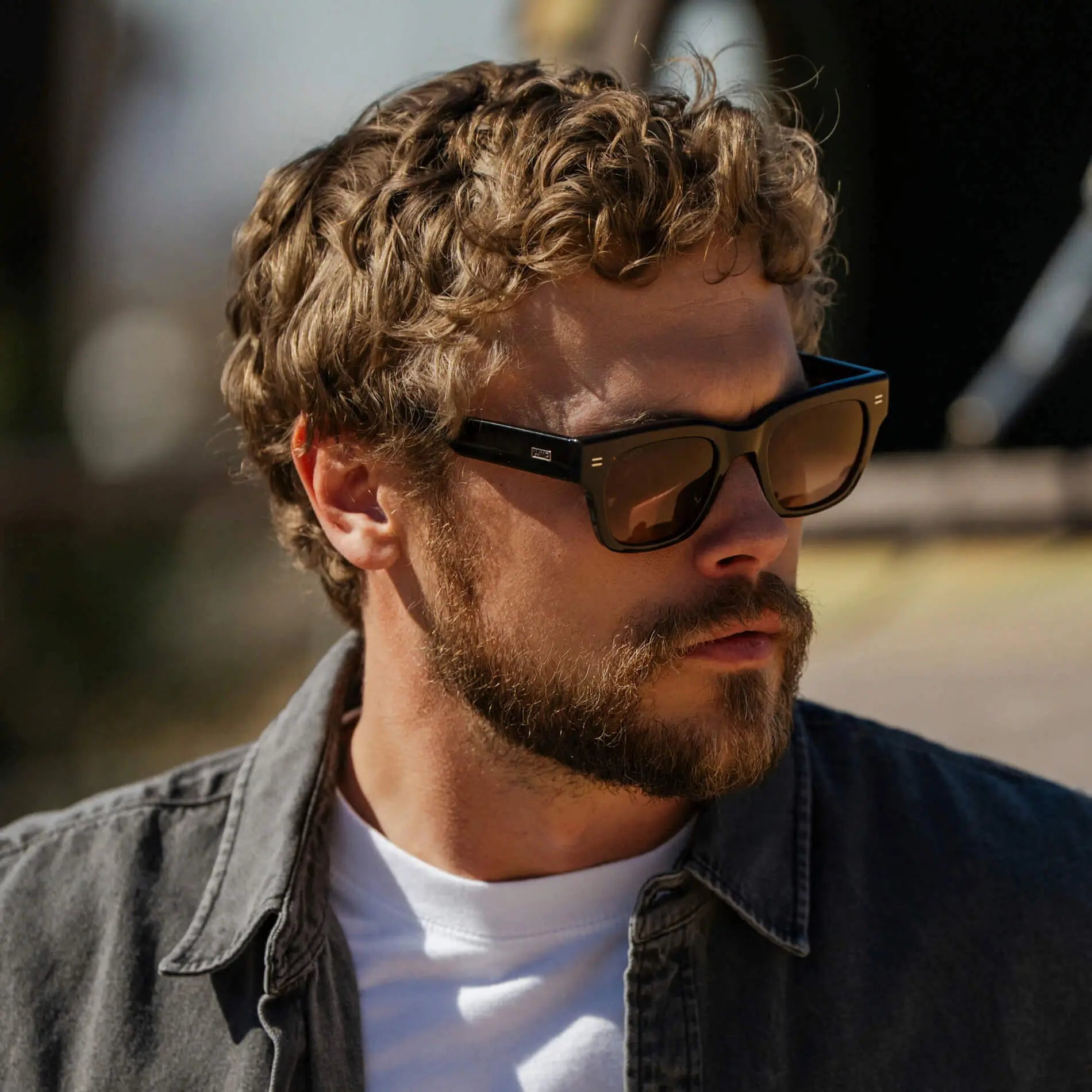 Burnt Cedar Brown / Brown Gradient Lens || Men's Oversized Rectangular Sunglasses with Burnt Cedar Brown Acetate Frame and Brown Gradient Polarized Lens