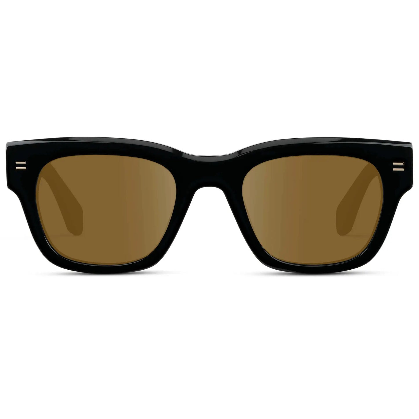 Black / Amber || Men's Oversized Rectangular Prescription Sunglasses with Black Acetate Frame and Brown Prescription Lens