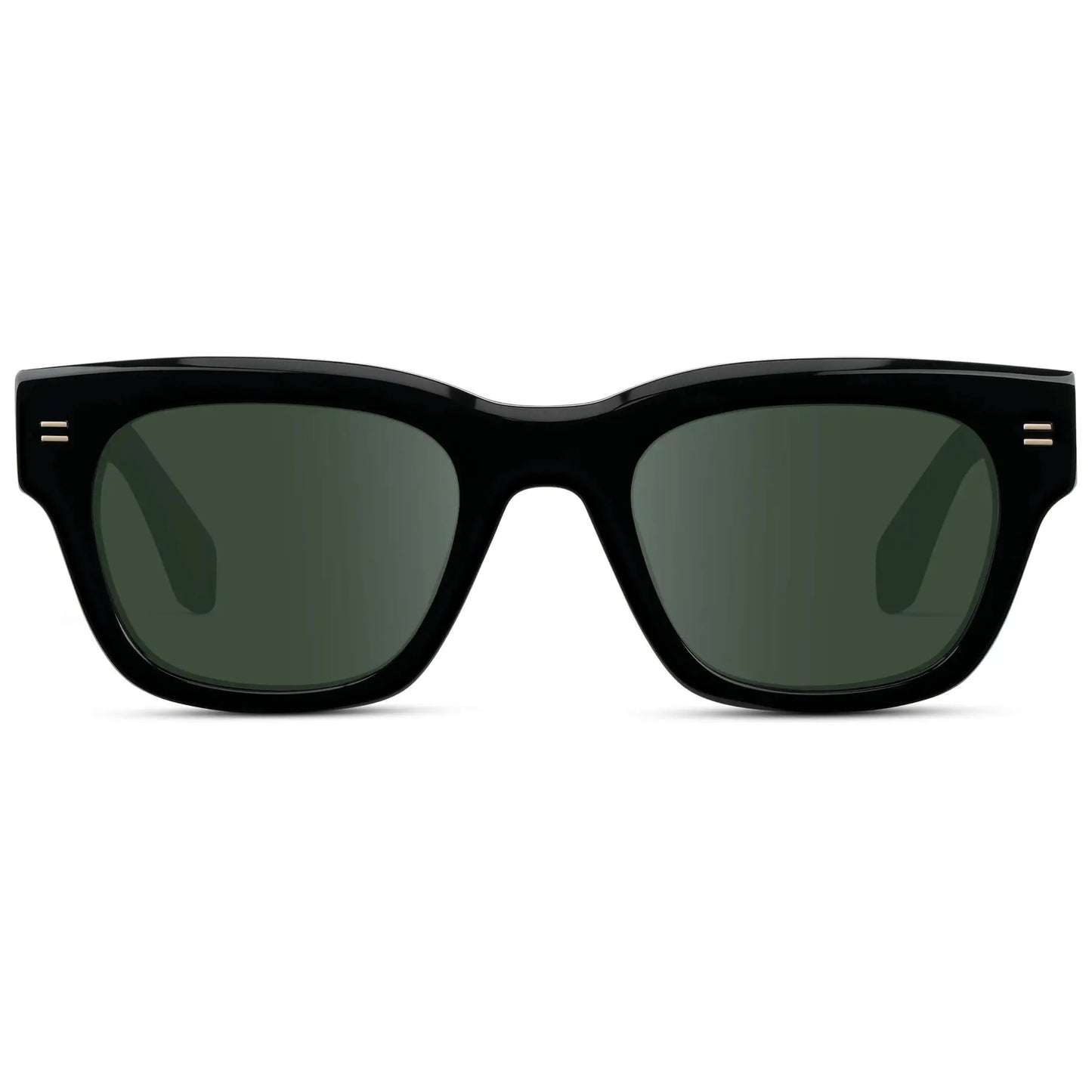 Black / G15 || Men's Oversized Rectangular Prescription Sunglasses with Black Acetate Frame and Green Prescription Lens