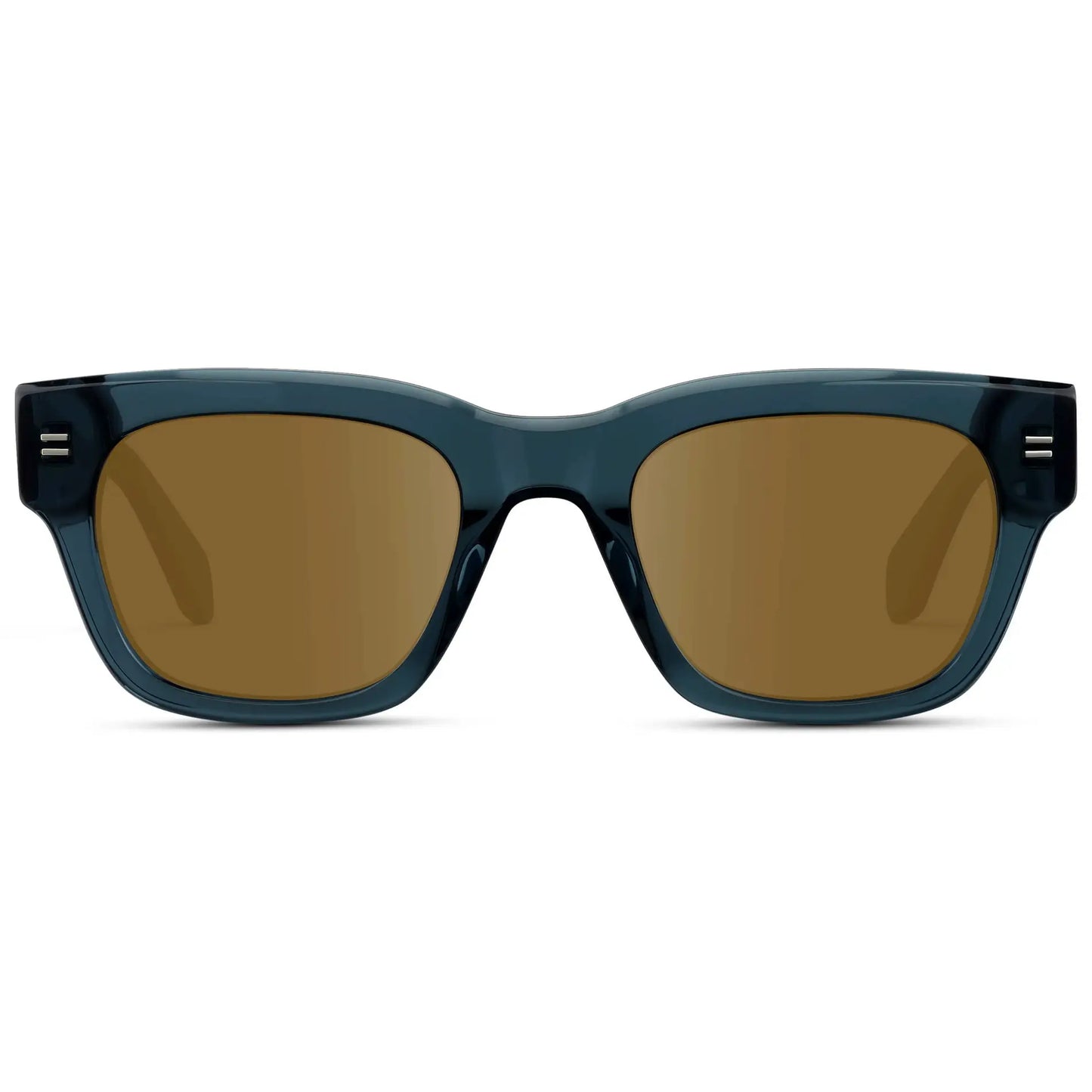 Crystal Steel Blue / Amber || Men's Oversized Rectangular Prescription Sunglasses with Crystal Steel Blue Acetate Frame and Amber Prescription Lens