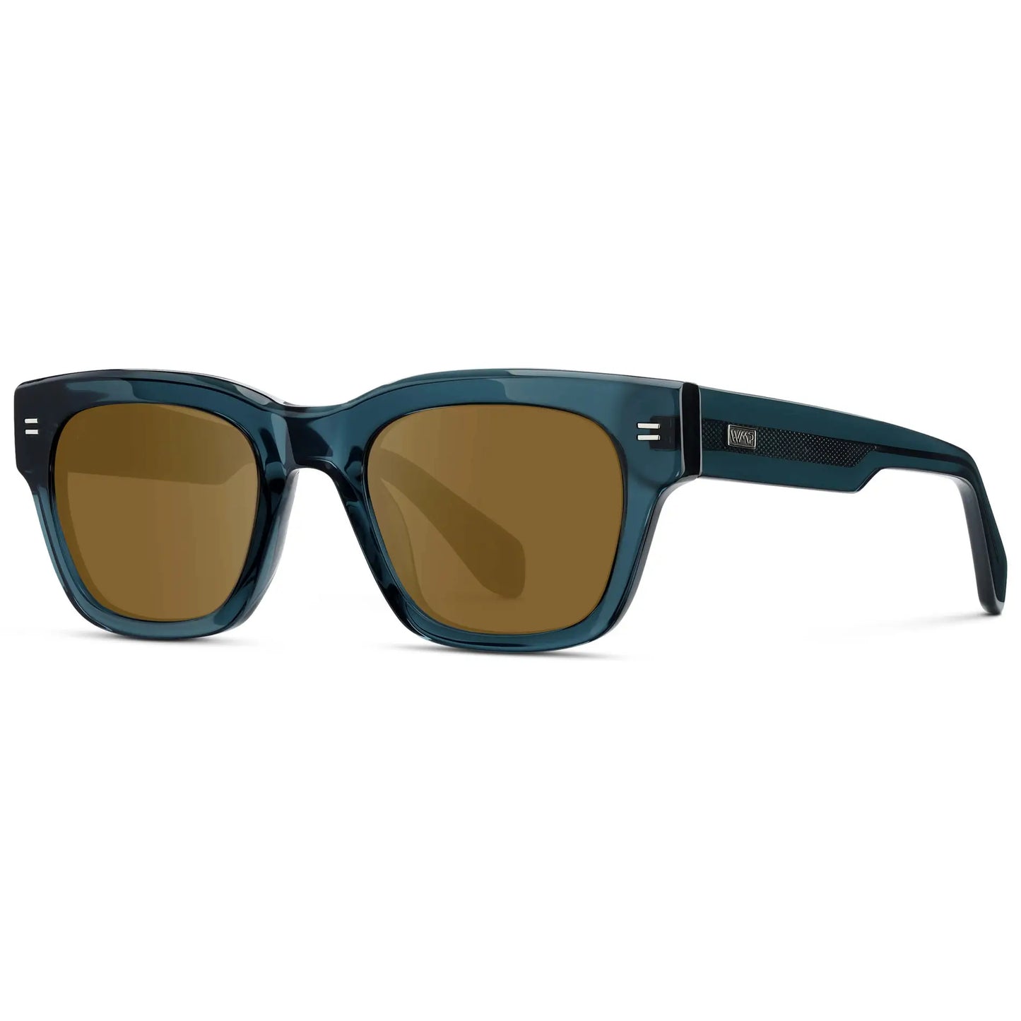 Crystal Steel Blue / Amber || Men's Oversized Rectangular Prescription Sunglasses with Crystal Steel Blue Acetate Frame and Amber Prescription Lens
