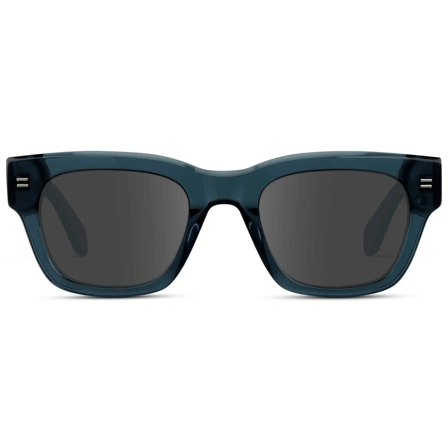 Crystal Steel Blue / Grey || Men's Oversized Rectangular Prescription Sunglasses with Crystal Steel Blue Acetate Frame and Grey Prescription Lens