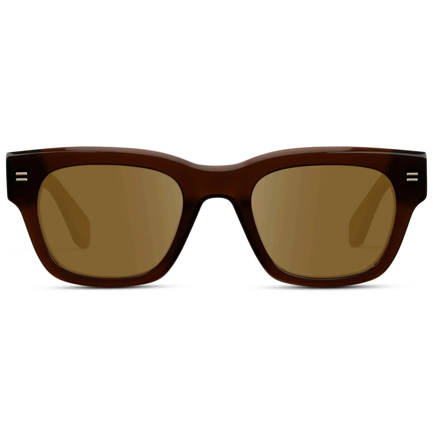 Burnt Cedar Brown / Amber || Men's Oversized Rectangular Prescription Sunglasses with Burnt Cedar Brown Acetate Frame and Amber Prescription Lens