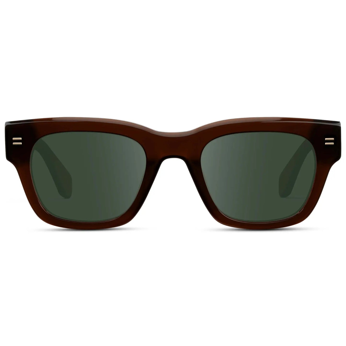 Burnt Cedar Brown / G15 || Men's Oversized Rectangular Prescription Sunglasses with Burnt Cedar Brown Acetate Frame and Green Prescription Lens