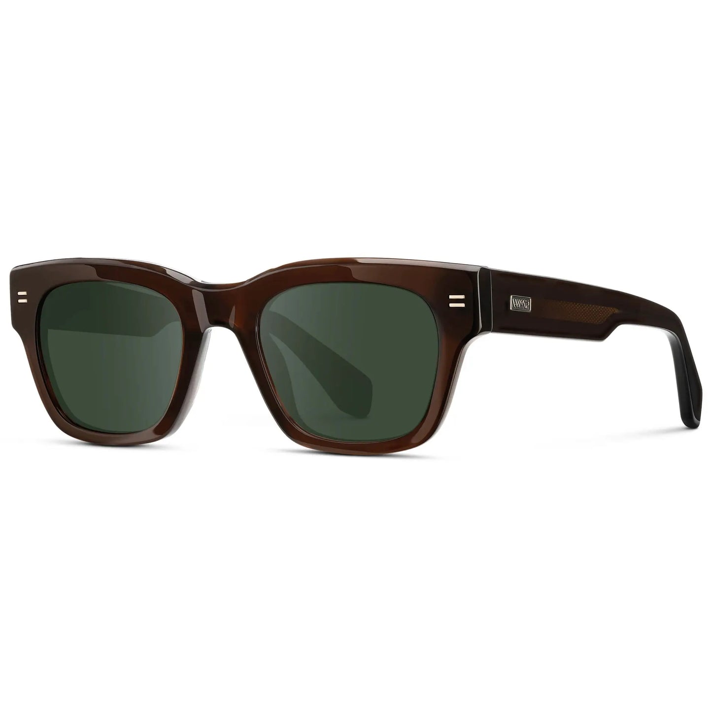 Burnt Cedar Brown / G15 || Men's Oversized Rectangular Prescription Sunglasses with Burnt Cedar Brown Acetate Frame and Green Prescription Lens