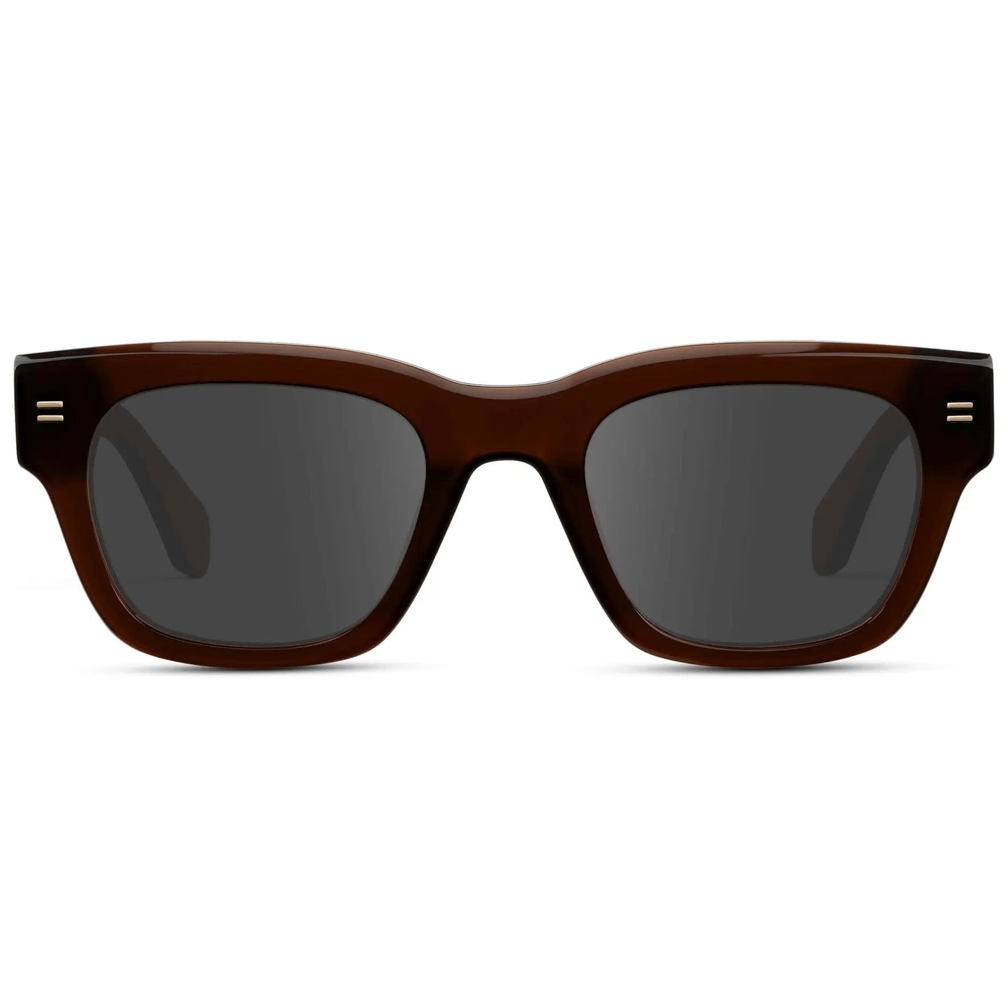 Burnt Cedar Brown / Grey || Men's Oversized Rectangular Prescription Sunglasses with Burnt Cedar Brown Acetate Frame and Grey Prescription Lens