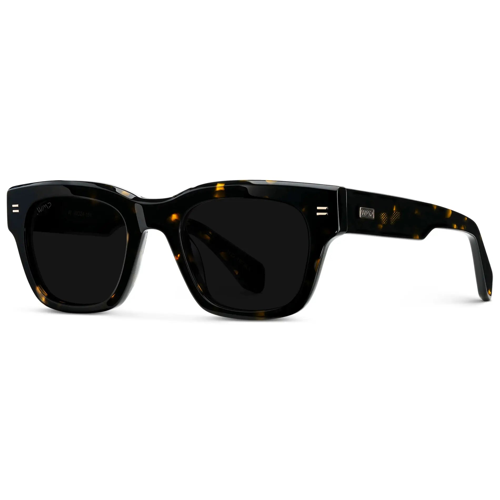 Obsidian Gold Tortoise / Triple Black Lens || Men's Oversized Rectangular Sunglasses with Obsidian Gold Tortoise Acetate Frame and Triple Black Polarized Lens