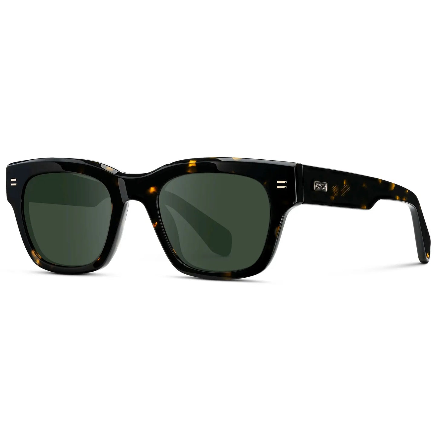 Obsidian Gold Tortoise / G15 || Men's Oversized Rectangular Prescription Sunglasses with Obsidian Gold Tortoise Acetate Frame and Green Prescription Lens