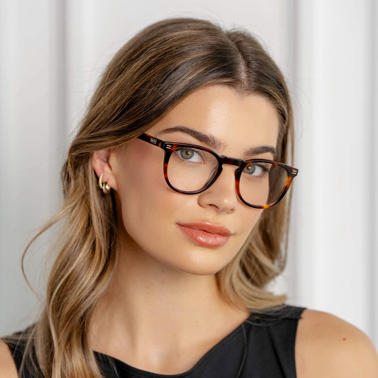 Brown Tortoise || Women's Round Eyeglasses with Brown Tortoise Acetate Frame and Clear Prescription Lens