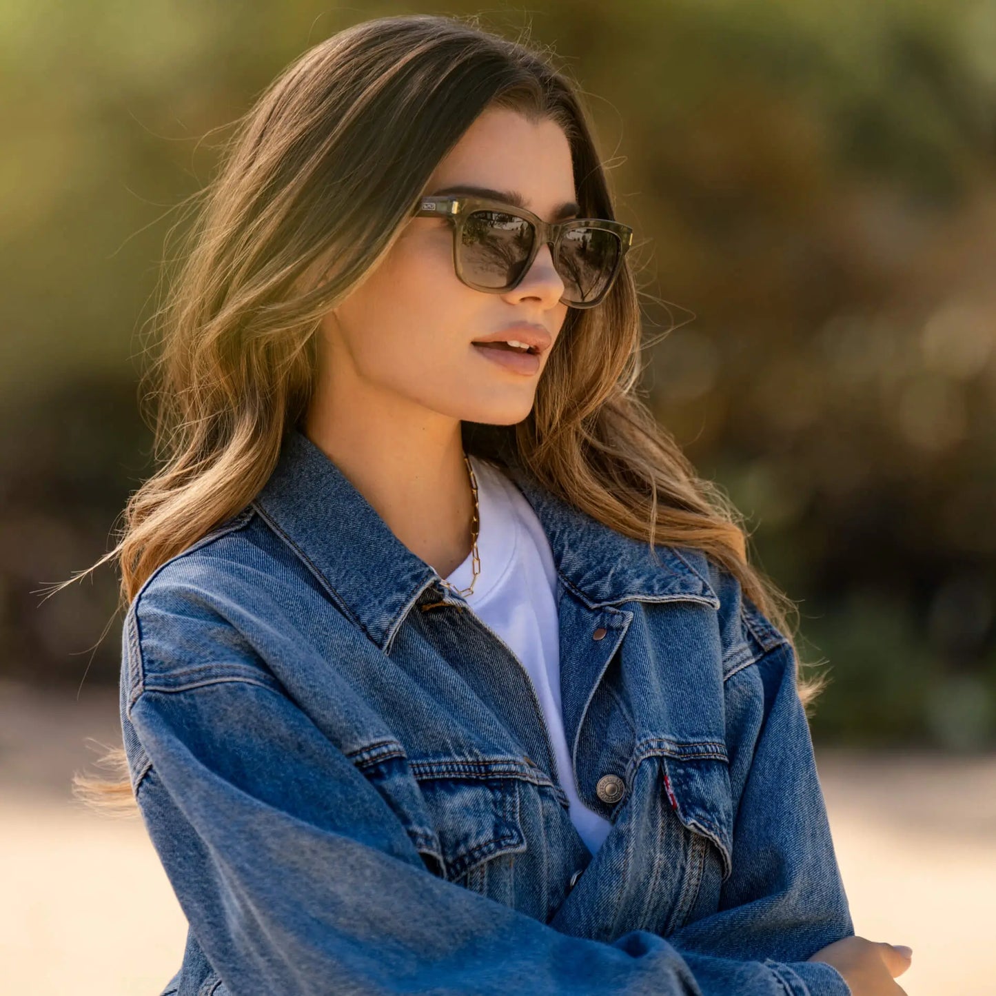 Crystal Moss Green / Brown Gradient Lens || Green Cateye Frame Sunglasses with Brown Polarized Lenses