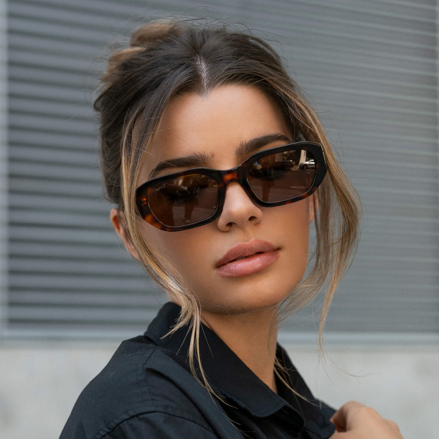 Tortoise / Amber Lens || Women's Rectangular Cateye Sunglasses with Tortoise Acetate Frame and Amber Polarized Lens