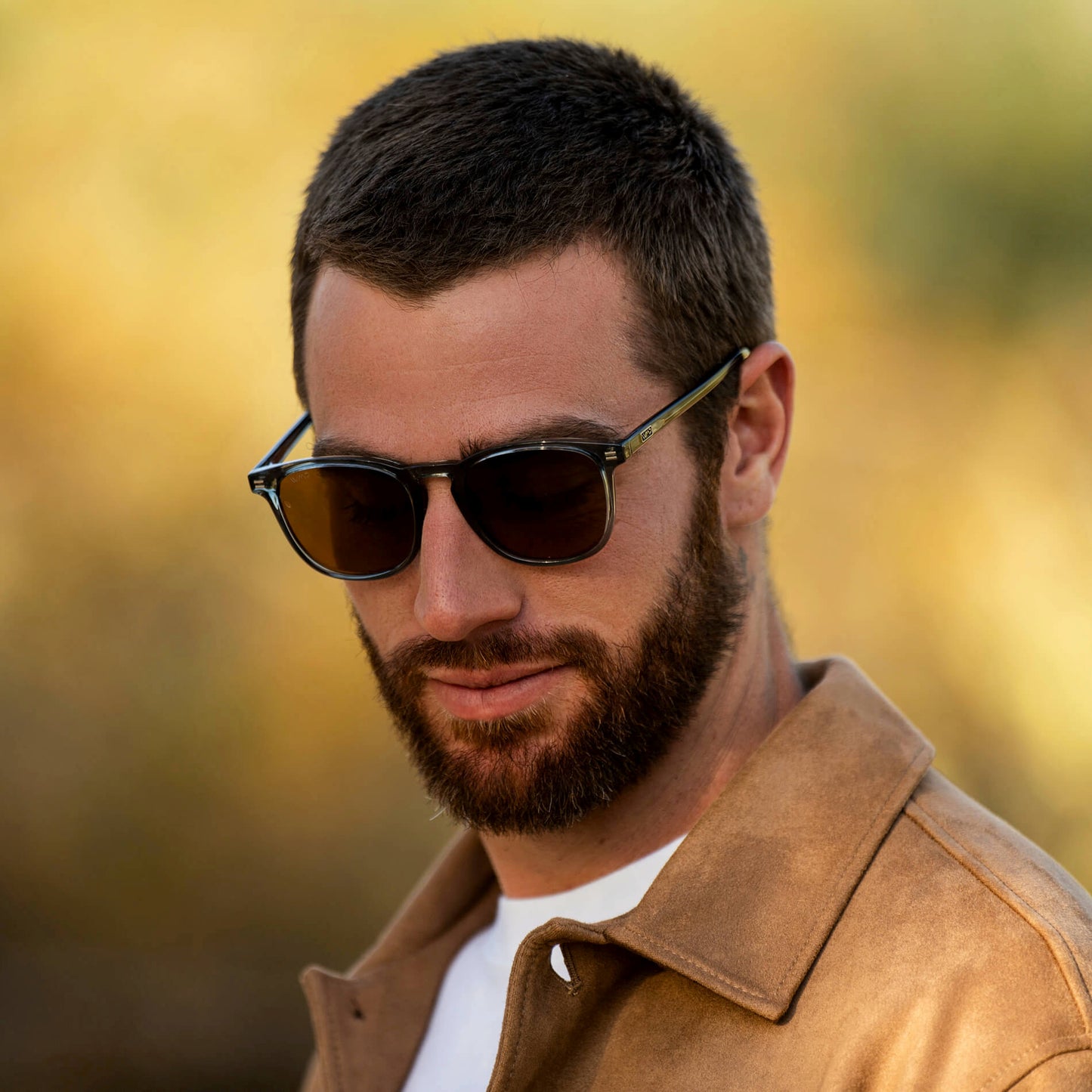 Crystal Stone Blue / Brown Lens || Blue Square Frame Sunglasses with Brown Polarized Lenses
