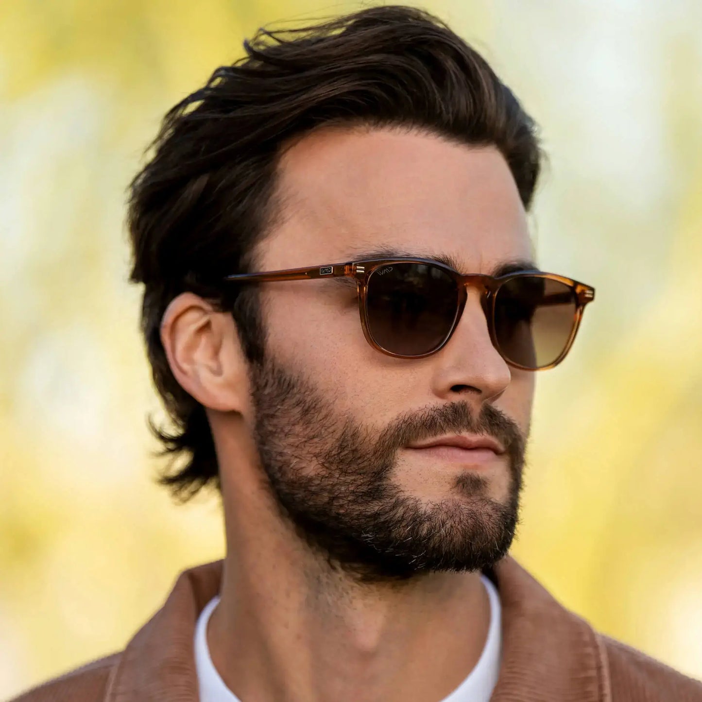 Crystal Brown / Amber || Brown Square Frame Prescription Sunglasses with Brown Lenses