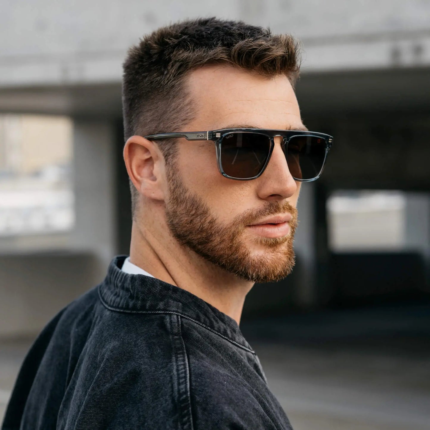 Crystal Stone Blue / Brown Lens || Men's Blue Square Sunglasses with Brown Polarized Lenses