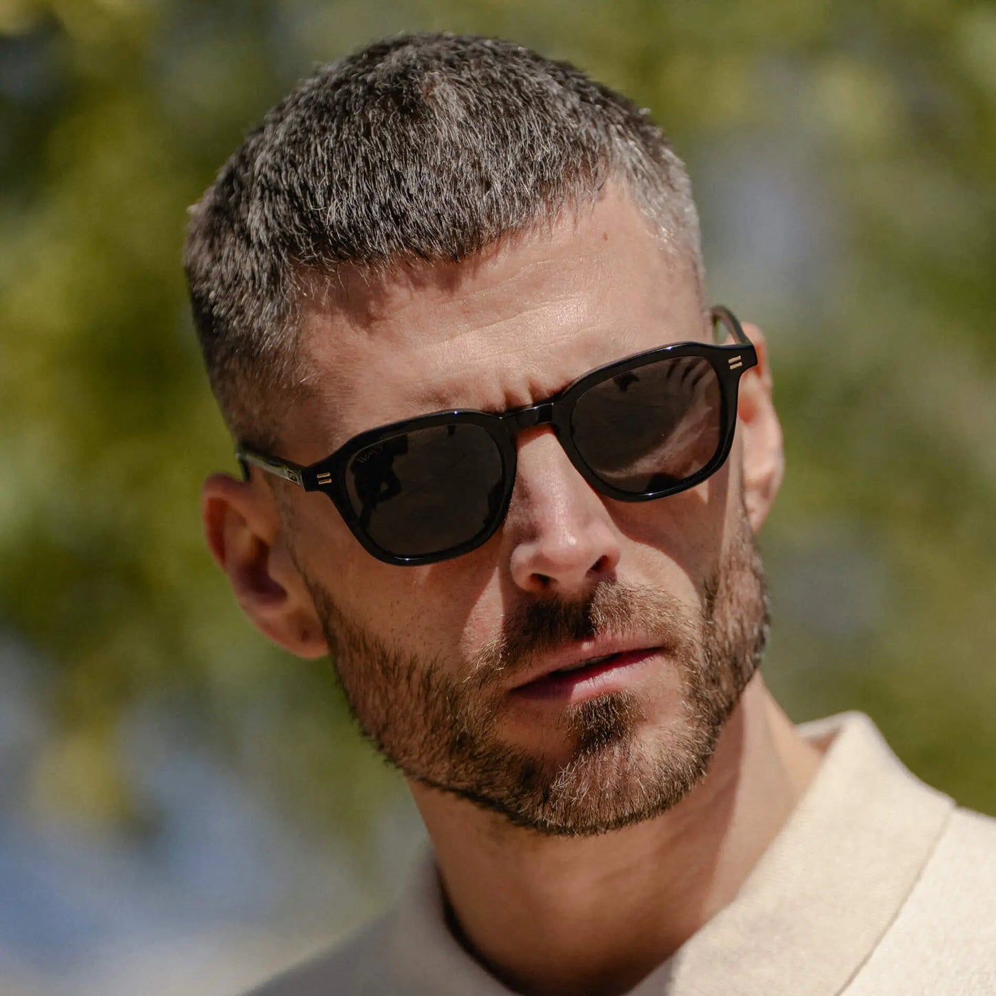 Black / Triple Black Lens || Men's Geometric Square Sunglasses with Black Acetate Frame and Triple Black Polarized Lens